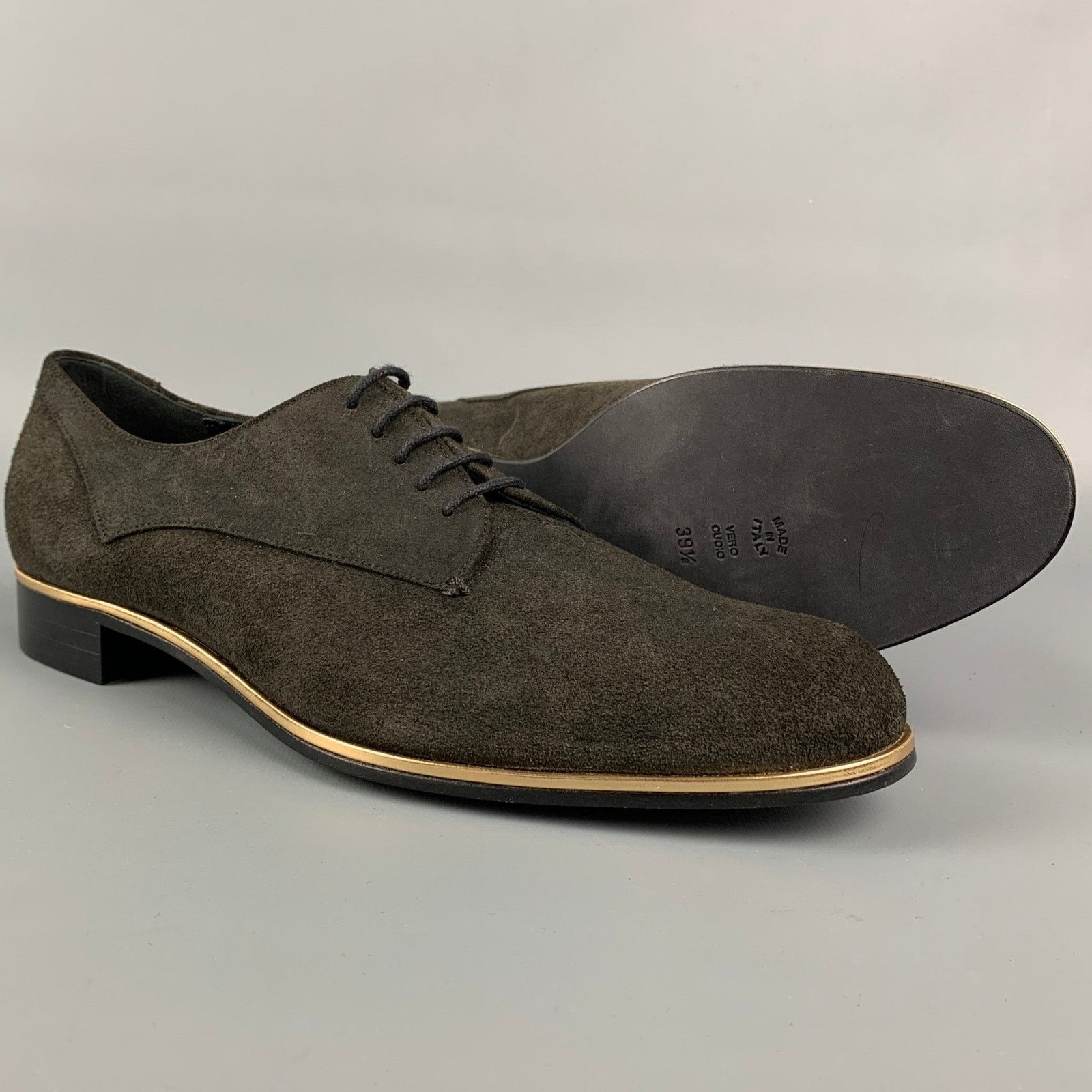 Moschino MOSCHINO Size 9.5 Brown Suede Gold Trim Laces Size US 9.5 / IT 39.5 - 3 Thumbnail