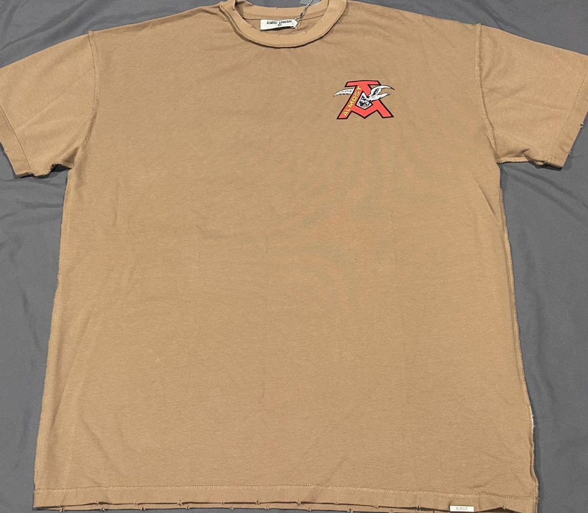 Other Almost Someday 2XL Distressed Oversized Logo T-Shirt, Tan. Size US XXL / EU 58 / 5 - 1 Thumbnail