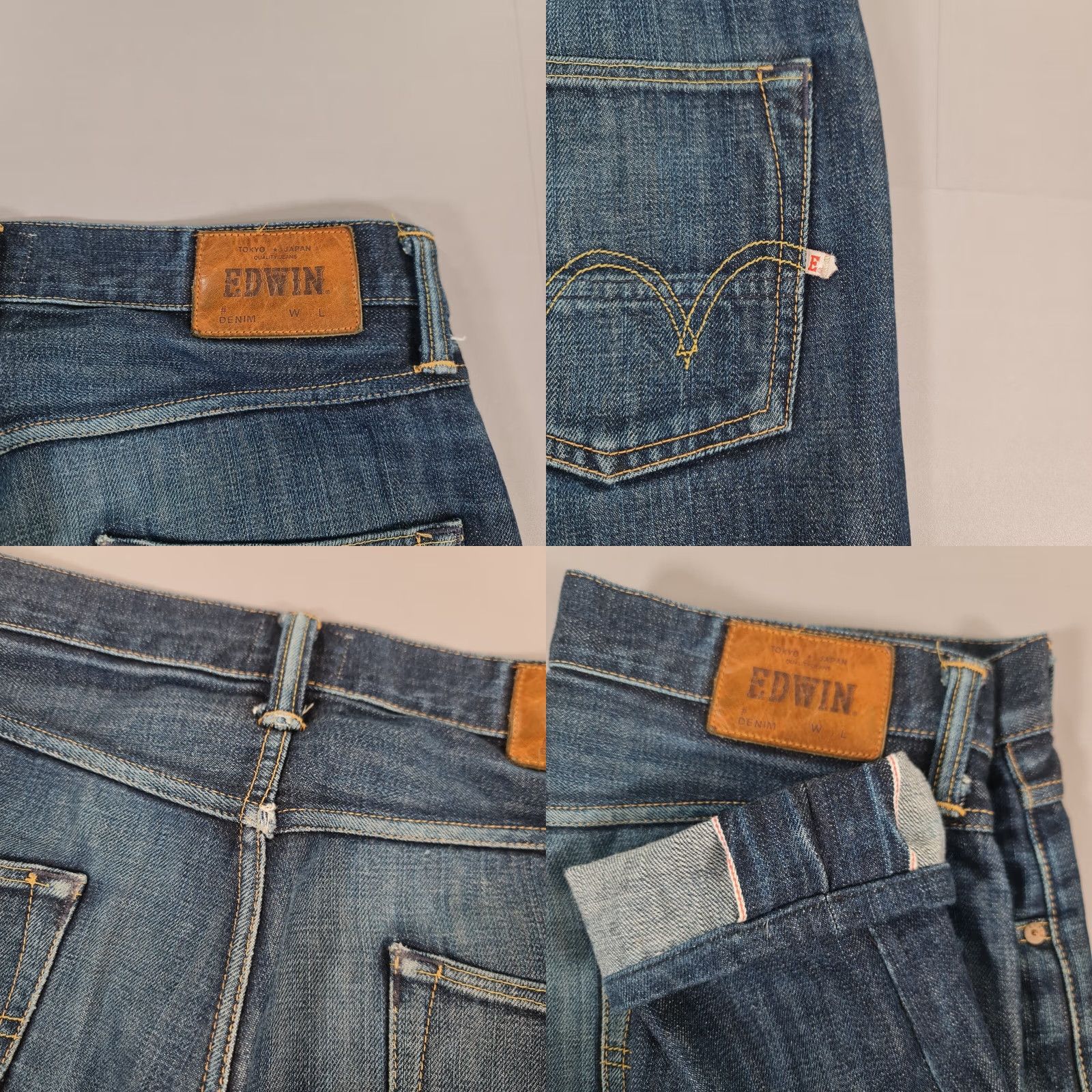 Edwin Edwin ED-55 Selvedge Jeans Mens W32 L26 Blue Relaxed Tapered Denim Jeans Mens Blue Denim Selvedge 5-Pocket Mens Jeans Size US 32 / EU 48 - 9 Thumbnail