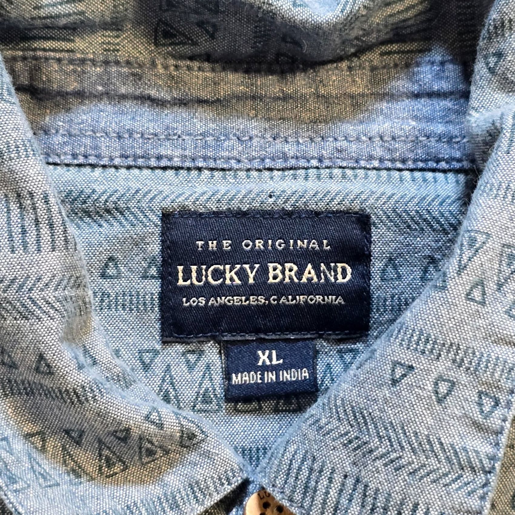 Lucky Brand Lucky Brand Shirt Mens XL Blue Southwest Western Button Long Sleeve Casual Button-Up Geometric Cotton Western Shirt Size US XL / EU 56 / 4 - 5 Thumbnail