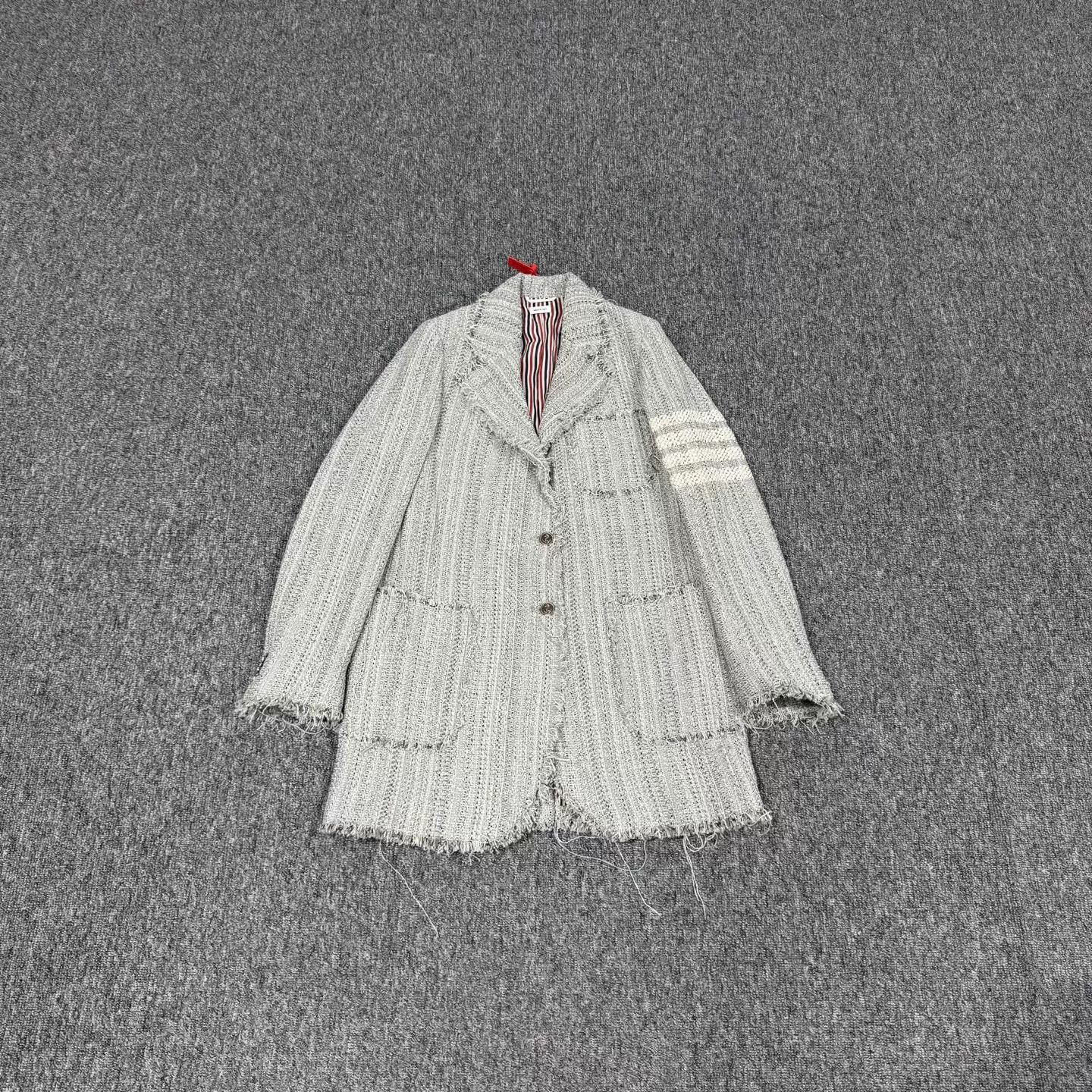 Thom Browne Thom Browne 4-Stripe Destroyed Tassel Coat 36 99 New Size XS / US 0-2 / IT 36-38 - 1 Thumbnail