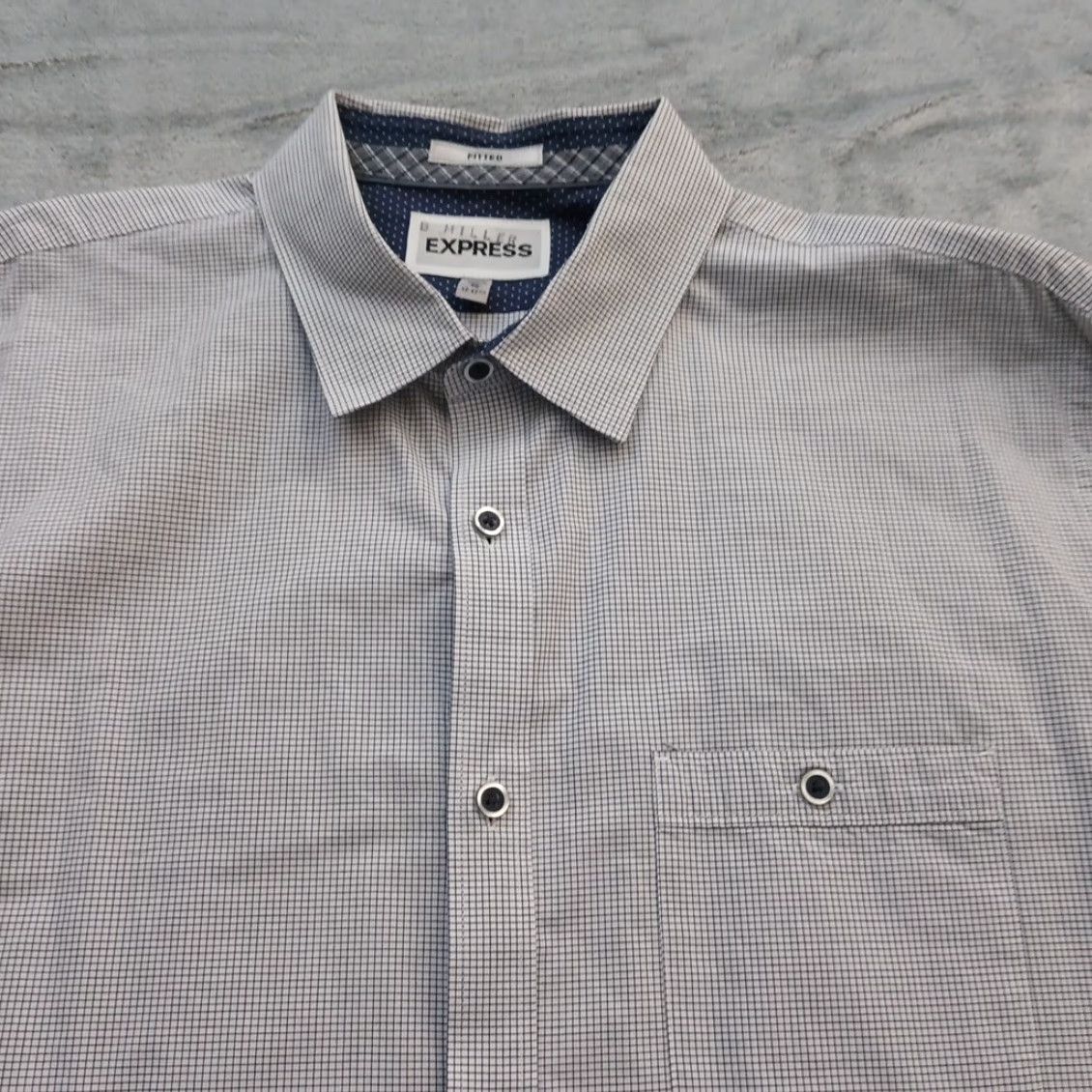 Express Express Shirt Mens XL Blue Check Long Sleeve Button-Up Cotton Size US XL / EU 56 / 4 - 2 Thumbnail