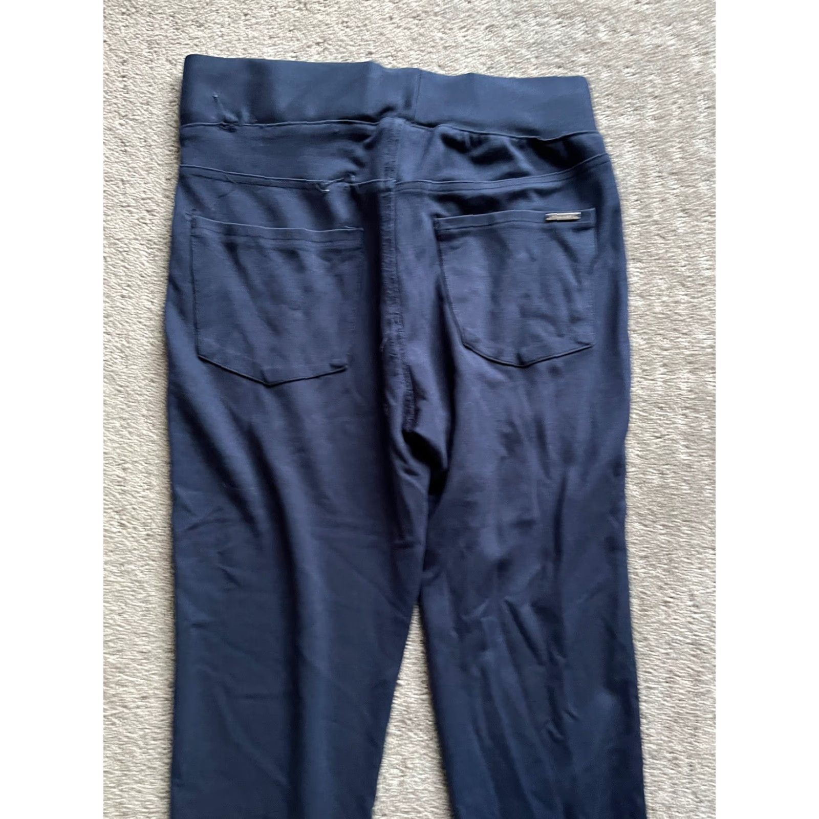 Vintage Tahari Womens Leggings XS Blue Pull On Knit Slim Straight Front Pockets Chino Style Casual Stretch Dry Clean Only Size 26" / US 2 / IT 38 - 4 Thumbnail
