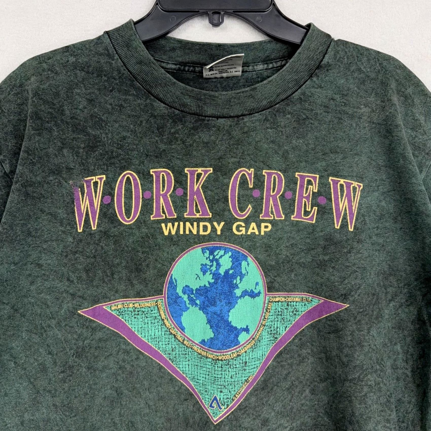 Vintage VINTAGE Oneita Windy Gap Shirt Mens XL Green Acid Work Crew Graphic 90s Single Stitch Size US XL / EU 56 / 4 - 2 Thumbnail