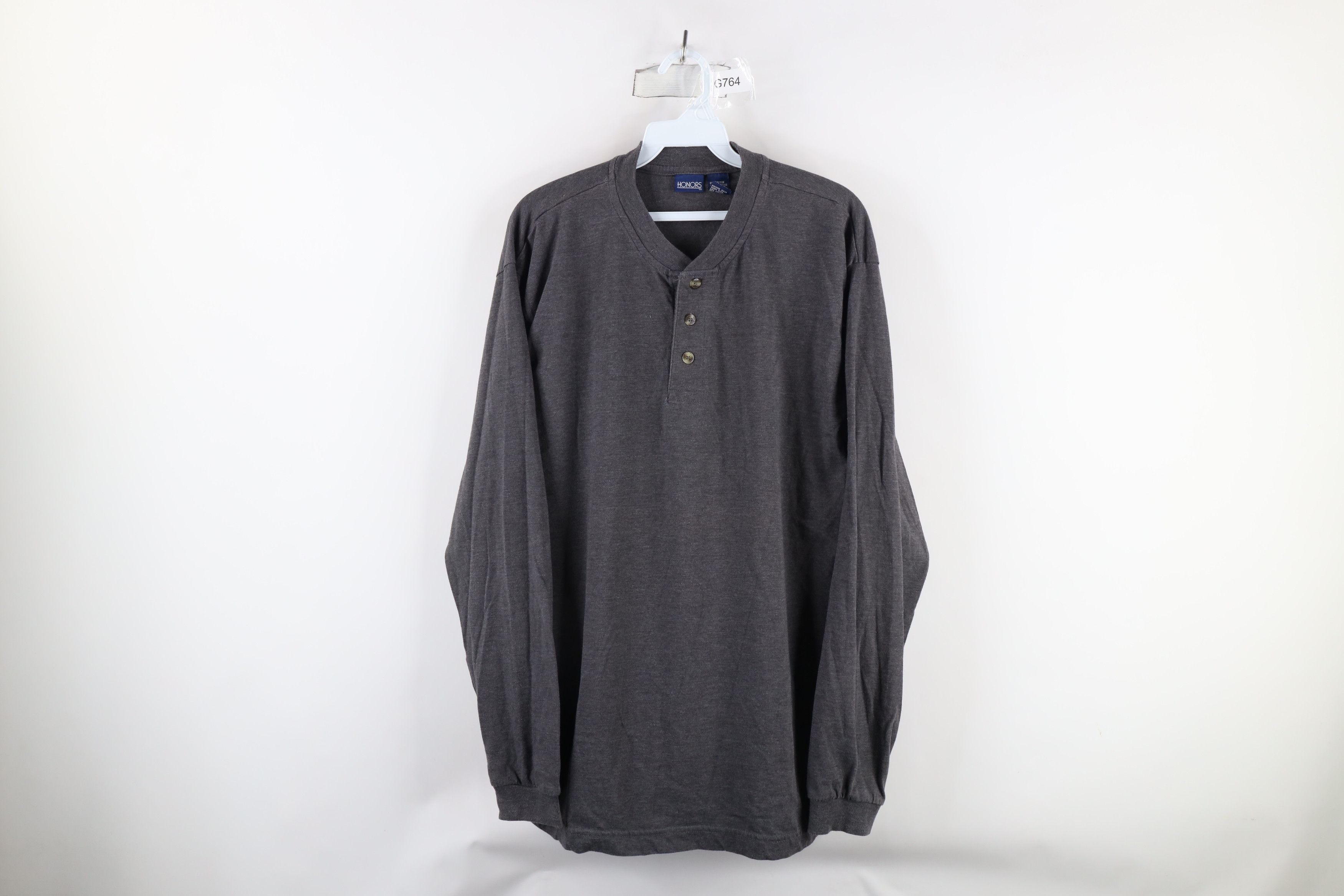 Vintage Vintage 90s Streetwear Blank Long Sleeve Henley T-Shirt Gray Size US L / EU 52-54 / 3 - 1 Thumbnail