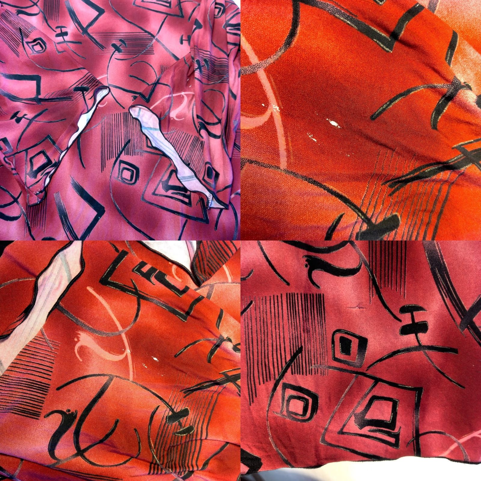 4SDESIGNS MKM Designs Shirt Plus Size 2XL Tunic Red Flutter Sleeve Abstract Gold Flaws Vintage Women Mens? Size XXL / US 16-18 / IT 52-54 - 9 Thumbnail