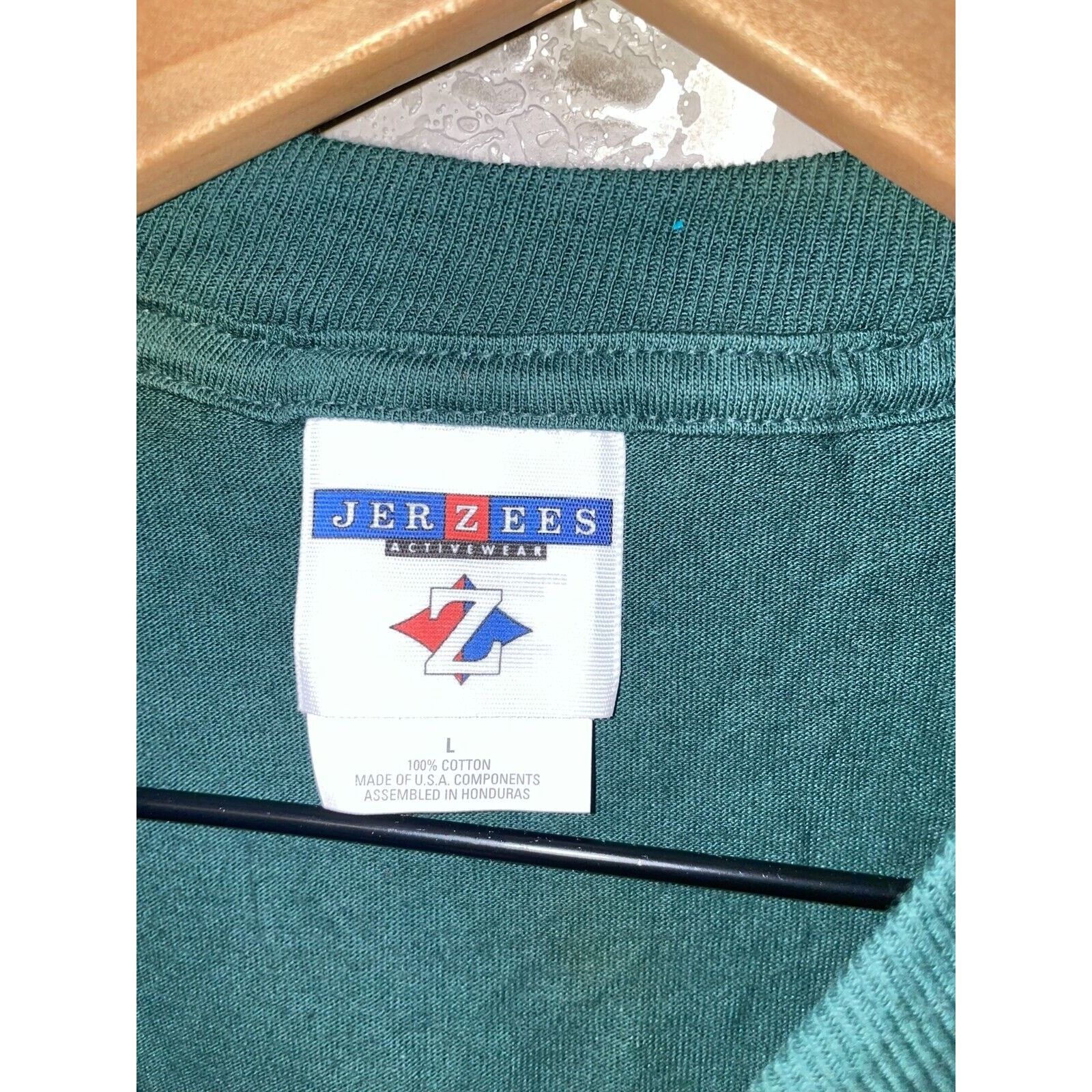 Jerzees Vintage Test Print Shirt Precision Attitude Green Tee 90s L Size US L / EU 52-54 / 3 - 3 Thumbnail