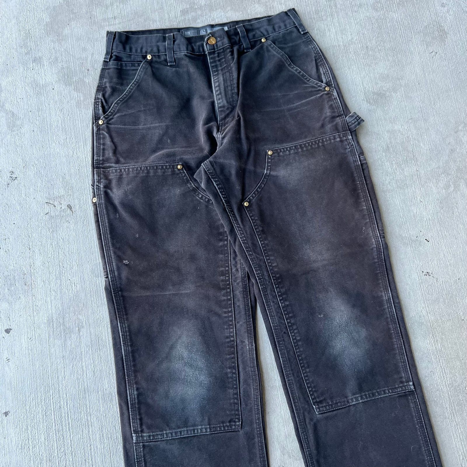 Carhartt × Vintage Carhartt faded black double knee work wear carpenter pants Size US 29 - 2 Thumbnail