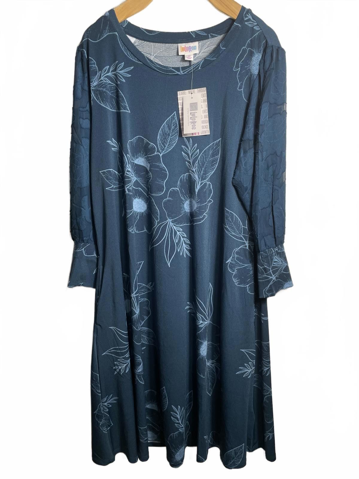 Other LuLaRoe Dress Women's Medium Blue Floral Long Sleeve New NWT | Grailed