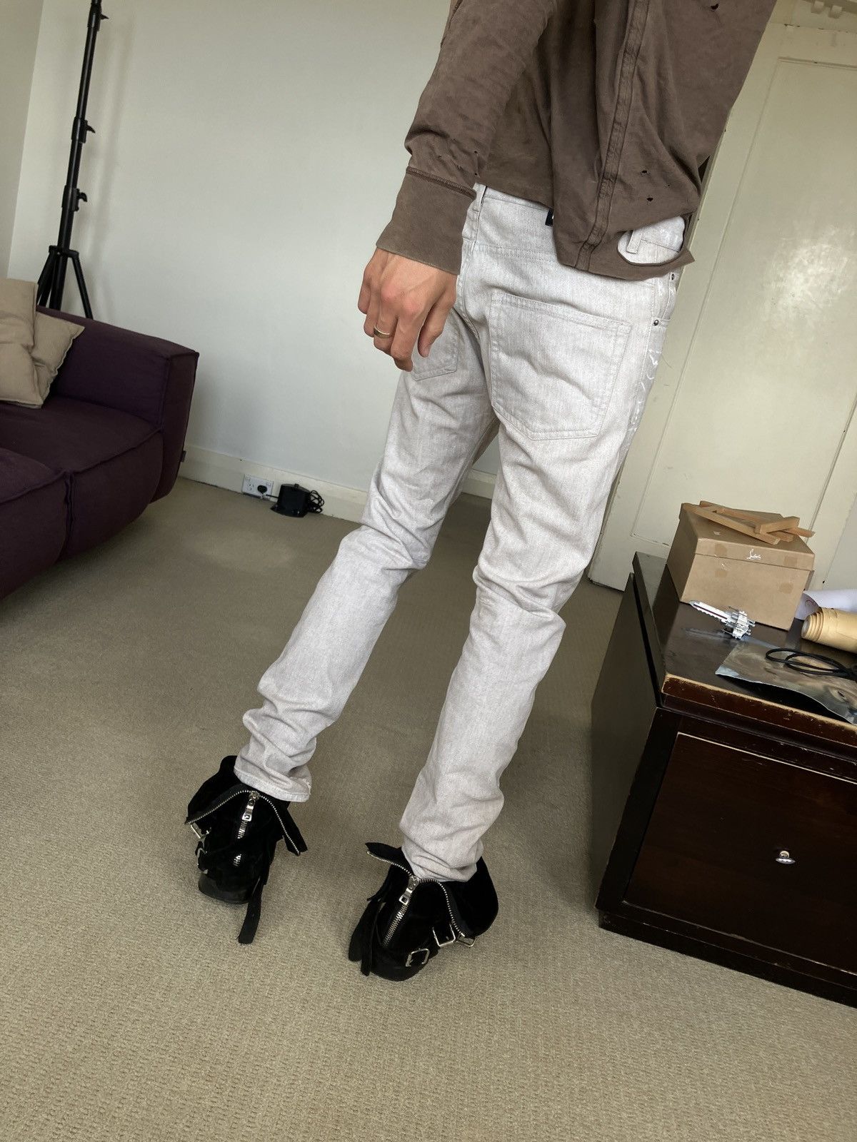 Pierre Balmain Offwhite balmain skinny jeans Size US 30 / EU 46 - 4 Thumbnail