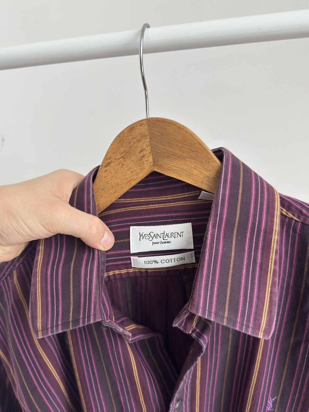 Yves Saint Laurent Vintage Yves Saint Laurent Stripped Purple button up shirt Size US L / EU 52-54 / 3 - 6 Thumbnail