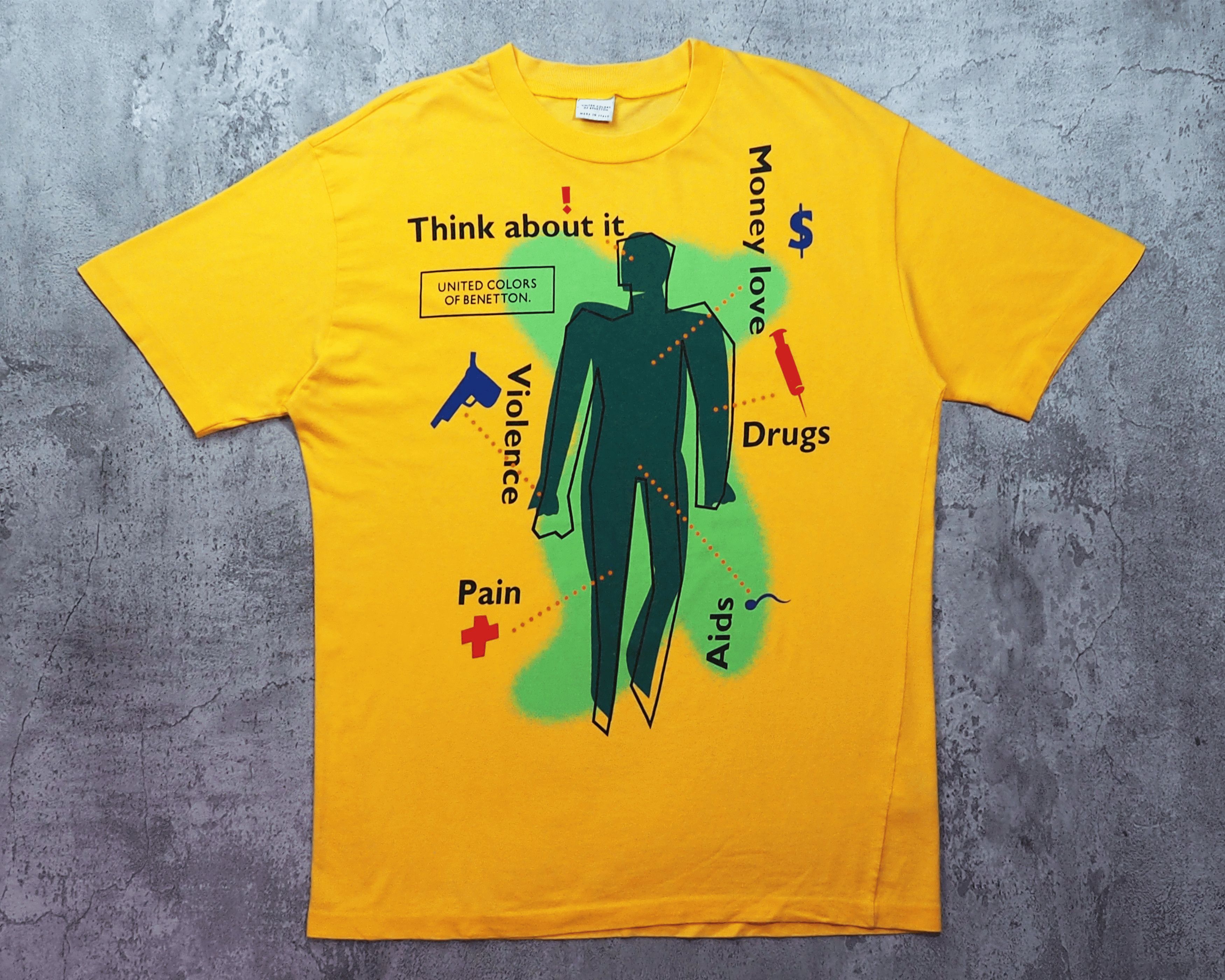 Vintage Vintage 1990s Benetton "Think About It" Shirt L Size US L / EU 52-54 / 3 - 1 Thumbnail