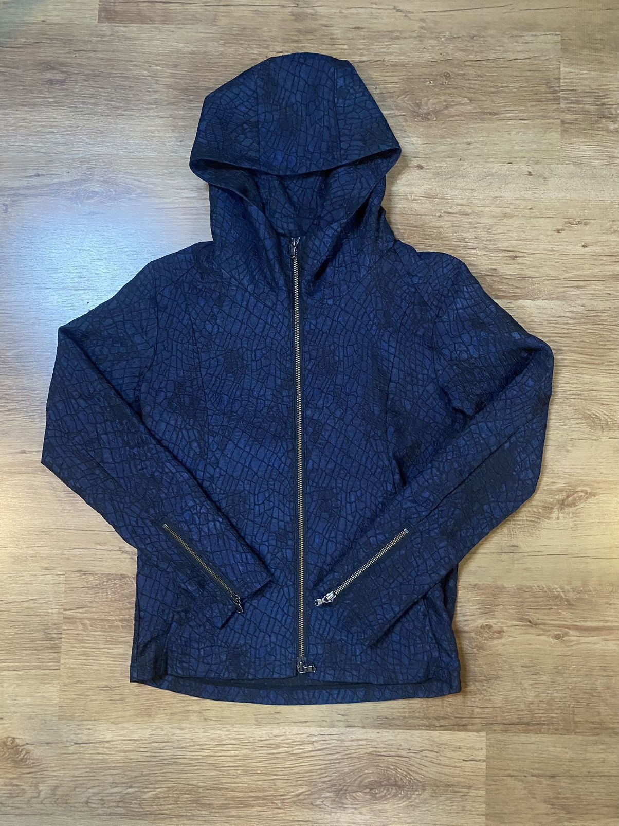 Image of Tornado Mart Japan Tornado Mart Crocodile Skin Zip-Up Hoodie in Blue, Men's (Size Small)