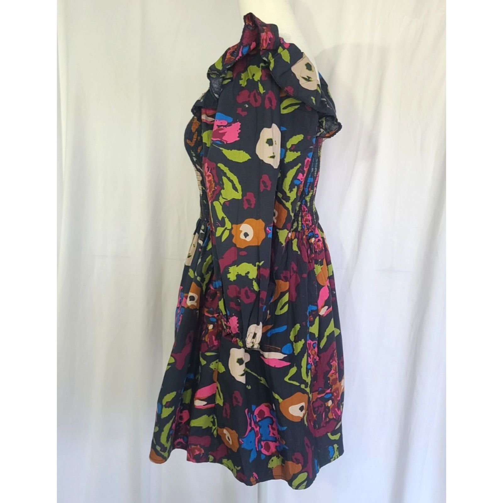 Cleobella Cleobella Womens Black Floral Kira Mini Dress Small Smocked Size S / US 4 / IT 40 - 6 Thumbnail