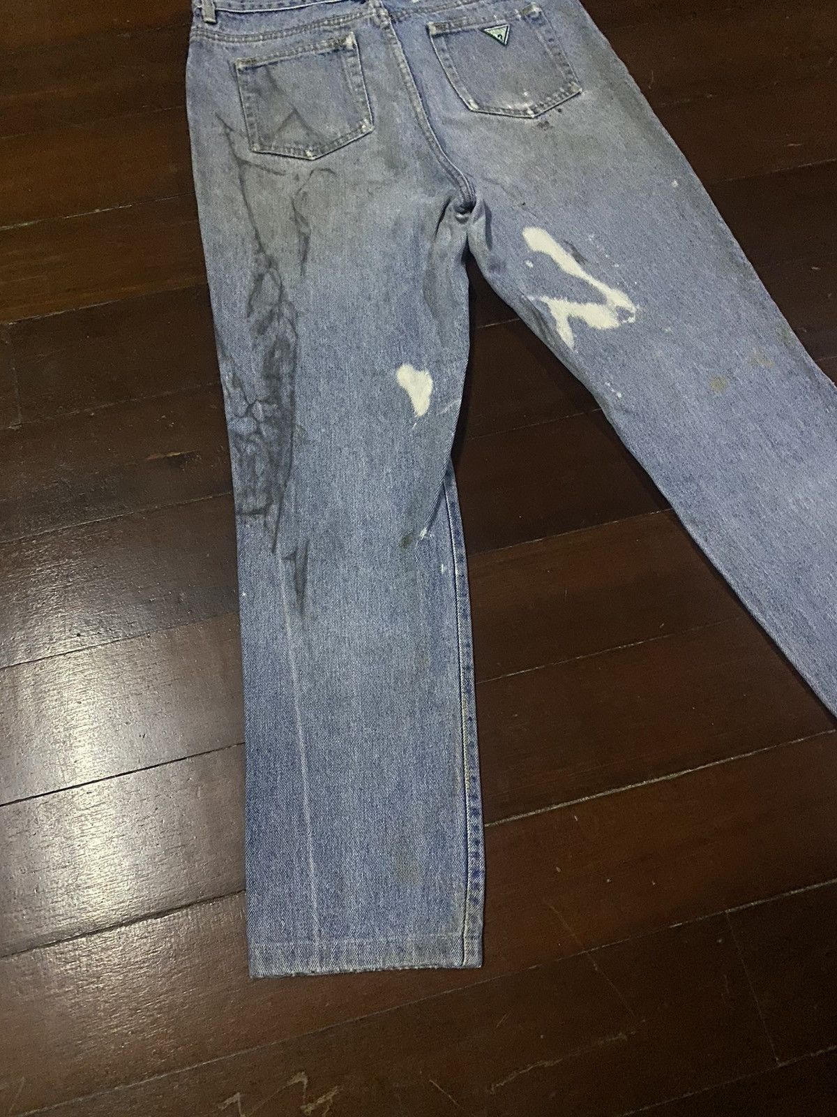 Guess × Polo Ralph Lauren × Vintage Fire 🔥 vintage 90s GUESS MADE IN USA distressed jeans S1 Size US 35 - 13 Thumbnail