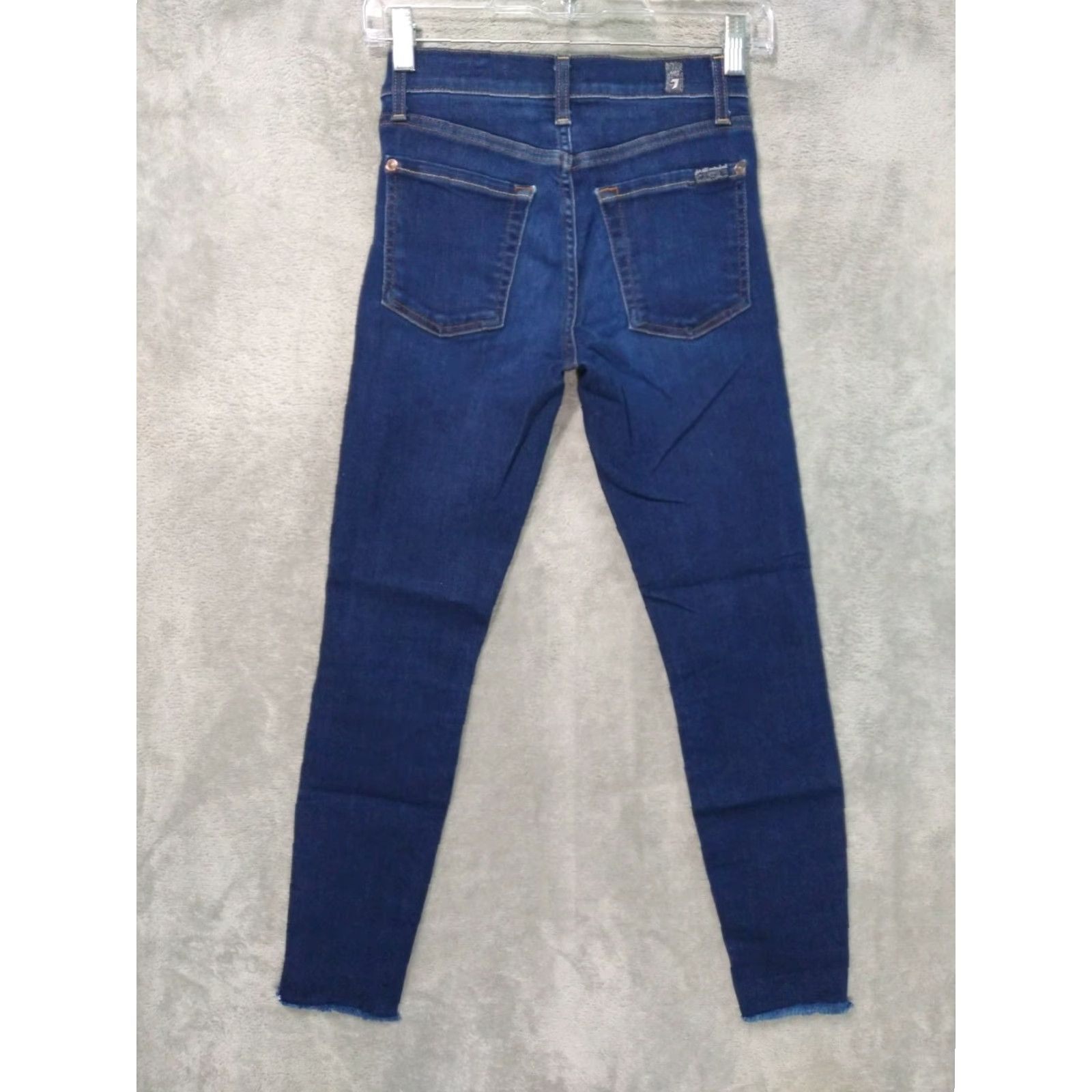 7 For All Mankind 7 For All Mankind Jeans Womens 24 Blue Denim Ankle Skinny Stretch Dark Wash Size 42" / US 20 - 2 Thumbnail