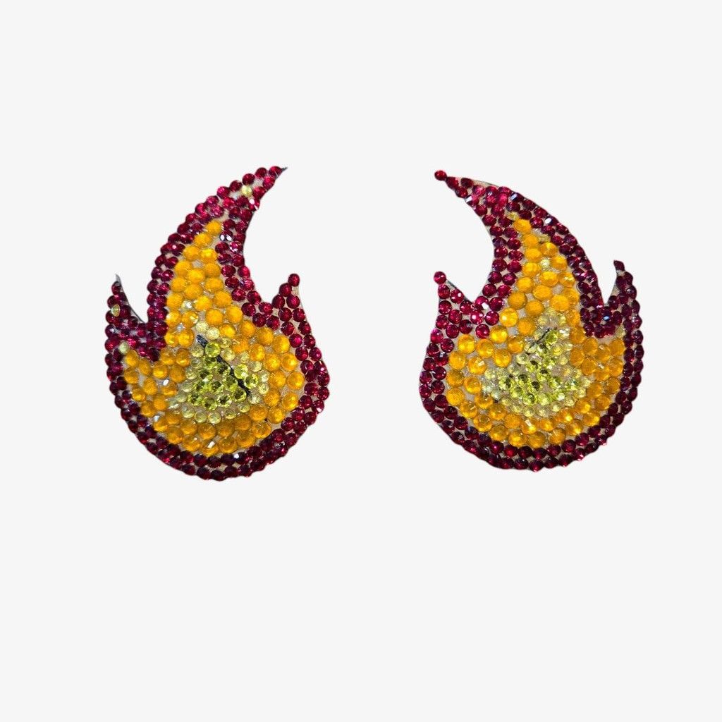 Handmade Handmade Acrylic Rhinestone Flame Pasties in a Size 2 3/4" Size ONE SIZE - 1 Thumbnail