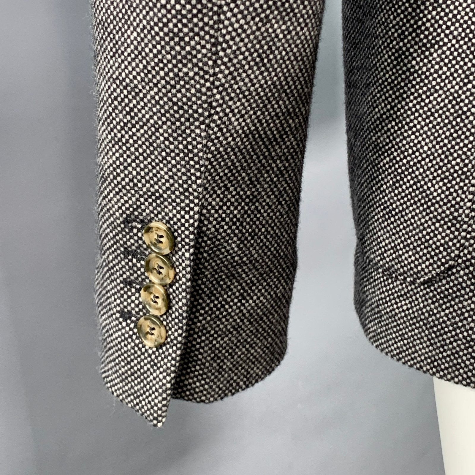 AMI AMI Size 36 Black Woven Wool Blend Notch Lapel Sport Coat Size 36R - 5 Thumbnail