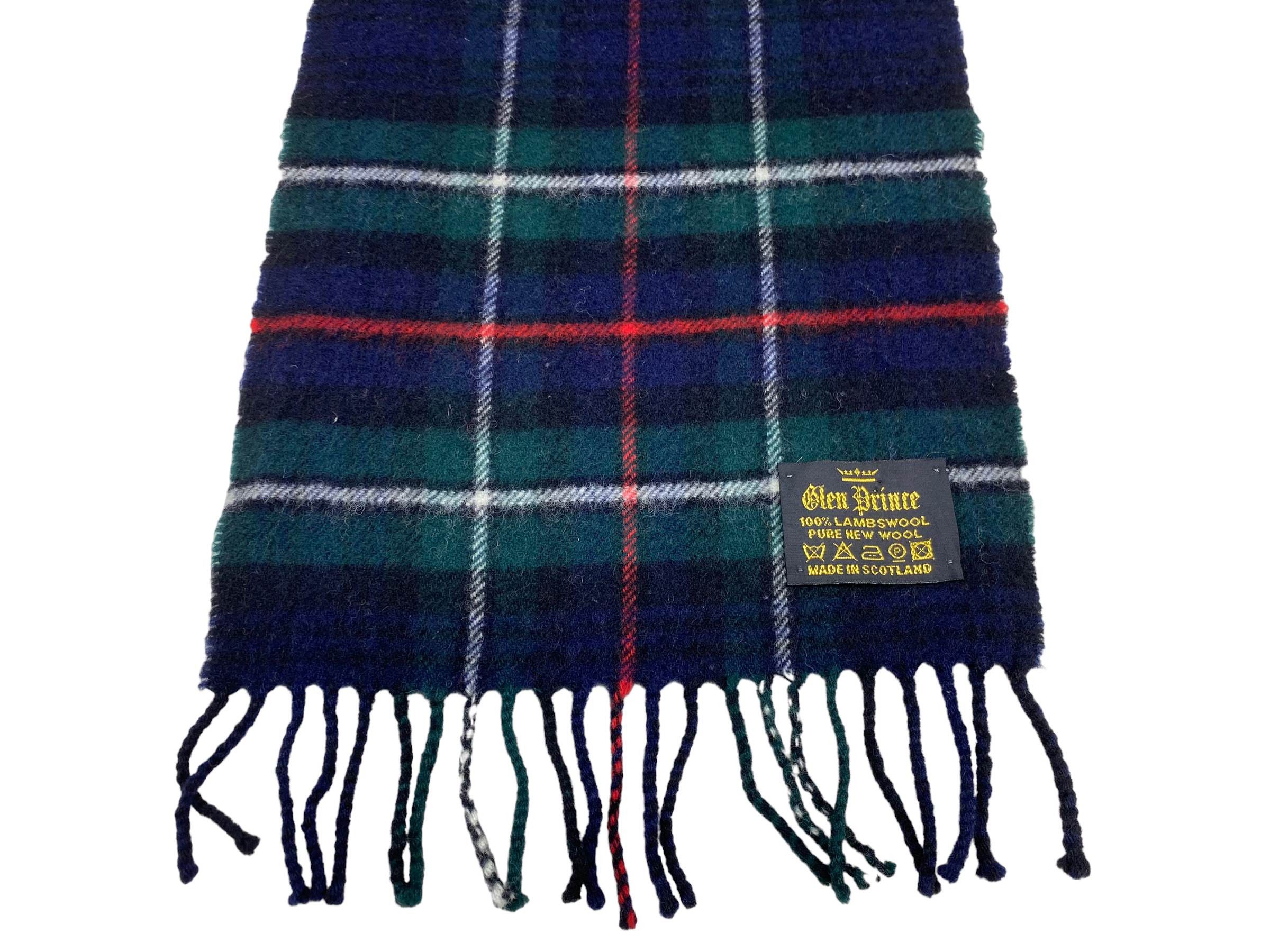 Vintage Glen Prince Vintage Lambswool Checkered Scarf – Navy Size ONE SIZE - 7 Thumbnail