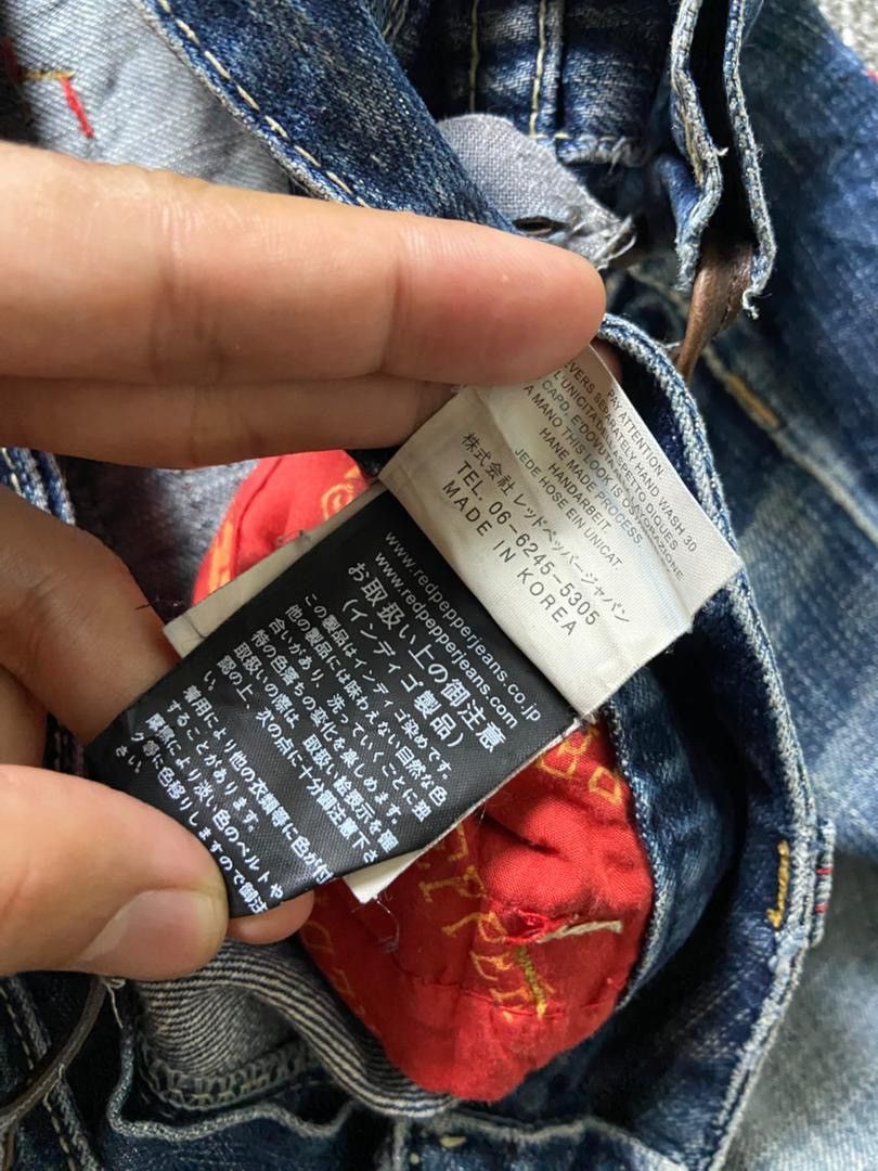 Japanese Brand Vintage Red Pepper Distressed Ripped Jeans Overalls (184) Size US 35 - 7 Thumbnail