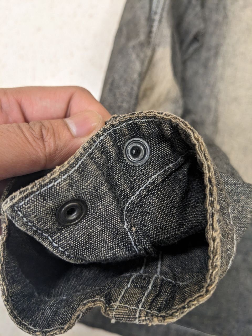 Issey Miyake VINTAGE 291925 HOMME DENIM WORK SUN FADED BUTTON UP SHIRT Size US S / EU 44-46 / 1 - 12 Thumbnail