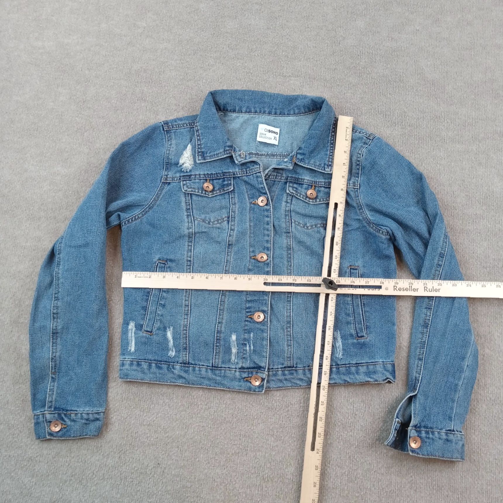 Vintage CI SONO Denim Jacket Womens XL Blue Casual Button Front Cropped Size XL / US 12-14 / IT 48-50 - 2 Thumbnail