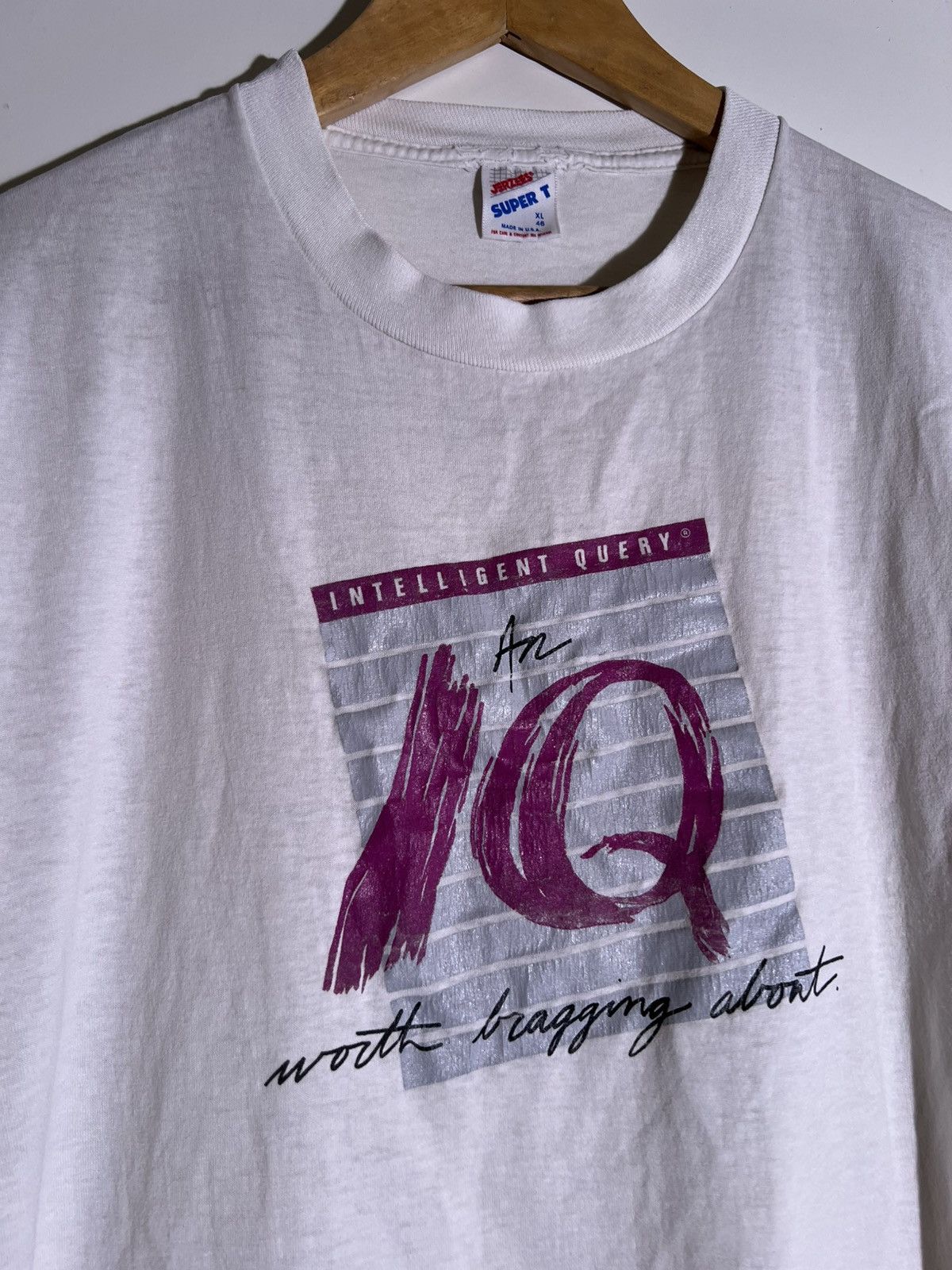 Vintage 80’s 90’s VTG Vintage IQ Intelligent Query Retro PC T Shirt Size US XL / EU 56 / 4 - 3 Thumbnail