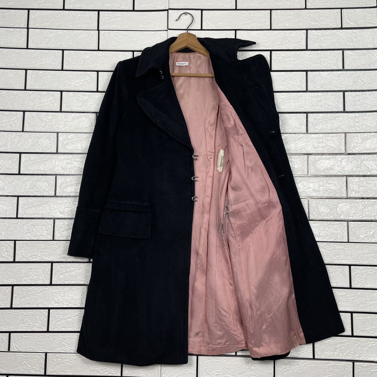 MAX&Co. Max & Co Women Black Overcoat Made In Italy Size S / US 4 / IT 40 - 10 Thumbnail