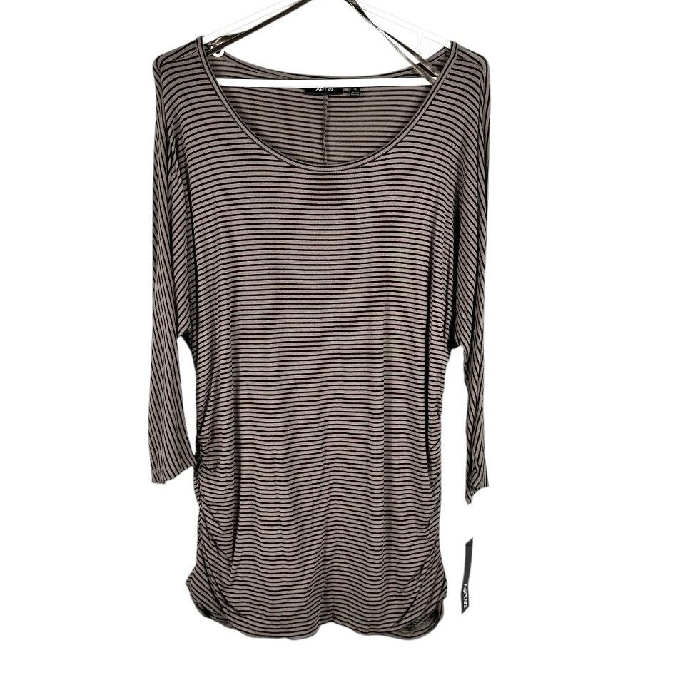Apt. 9 APT. 9 Brown Black Striped Ruching On Sides Top Size XL Size XL / US 12-14 / IT 48-50 - 1 Thumbnail