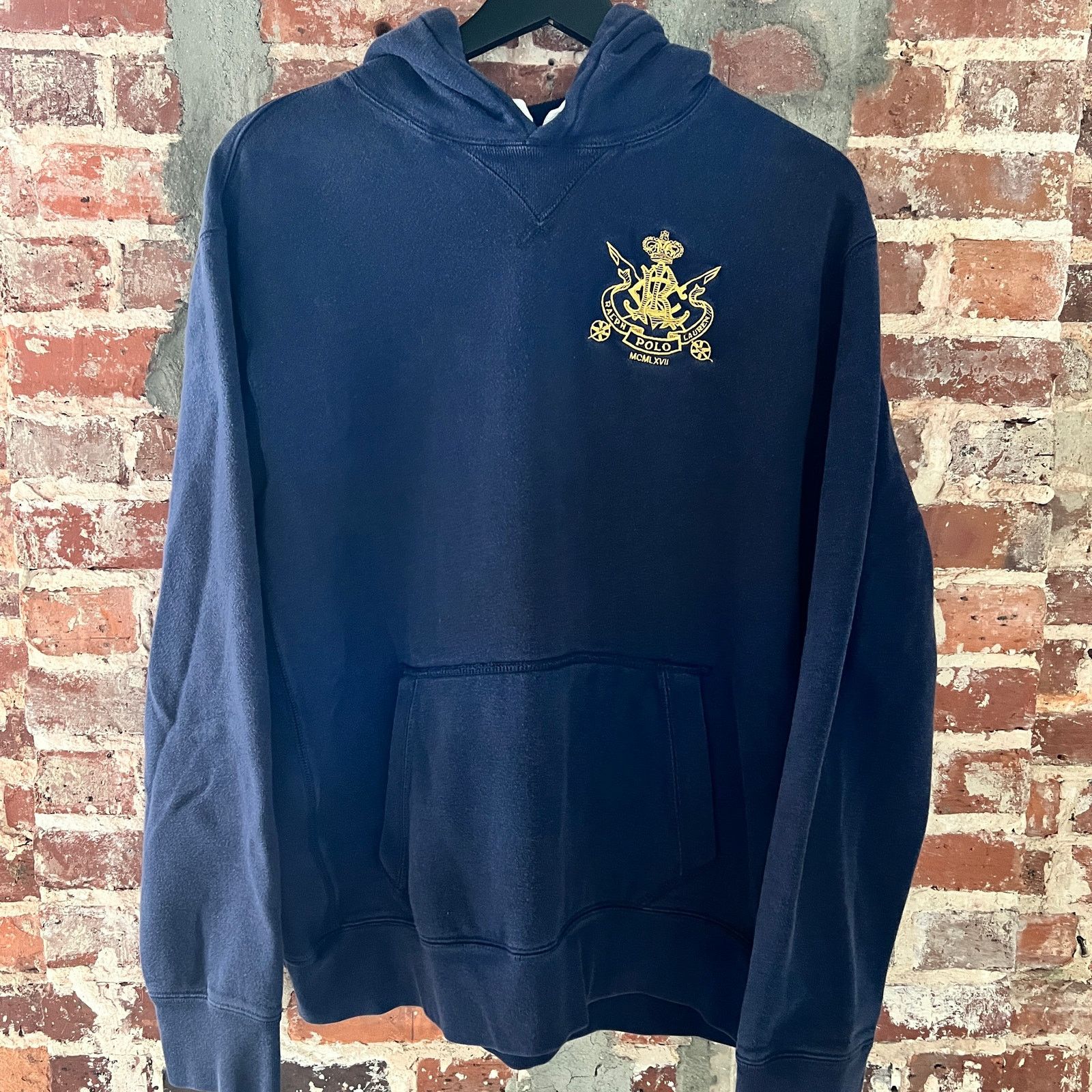 Polo Ralph Lauren VTG Polo Crest Men's Navy Hoodie Sweatshirt XL 24x27 Size US XL / EU 56 / 4 - 2 Thumbnail