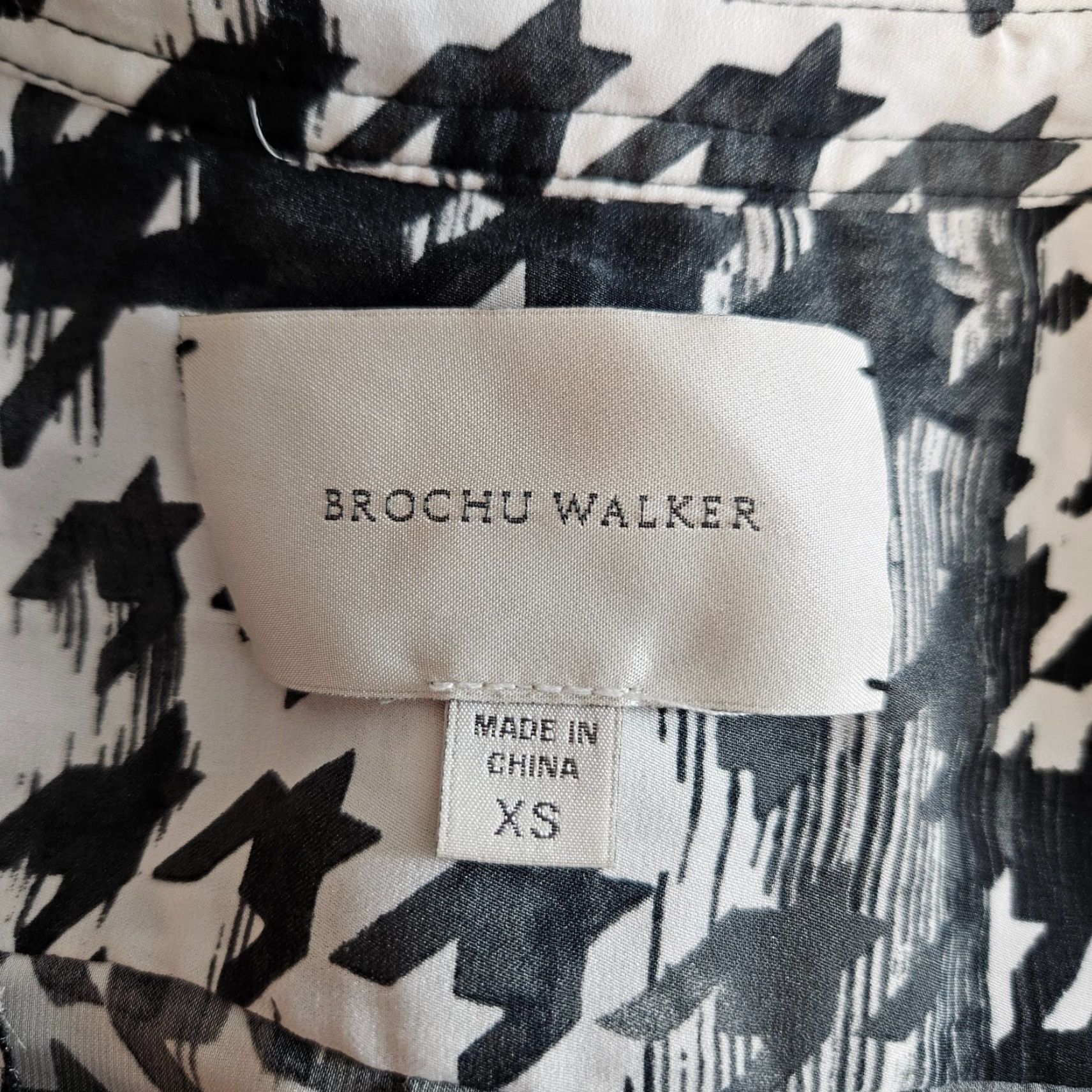 Brochu Walker Brochu Walker Womens Mayes Wrap Top XS Black White Houndstooth 3/4 Sleeve V-Neck Blouse Size XS / US 0-2 / IT 36-38 - 5 Thumbnail