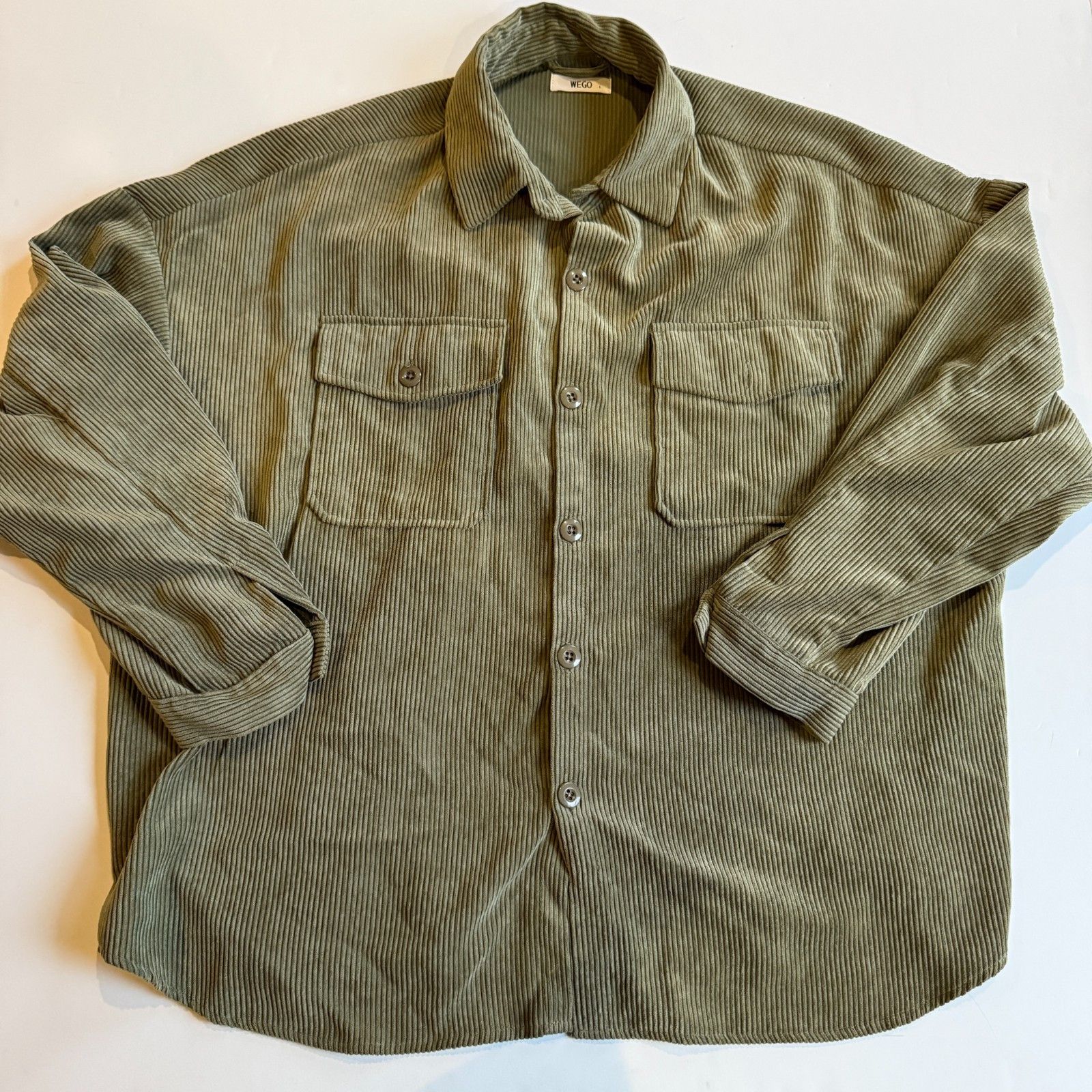 Other WEGO Olive Green Corduroy Overshirt Jacket Size US L / EU 52-54 / 3 - 1 Thumbnail