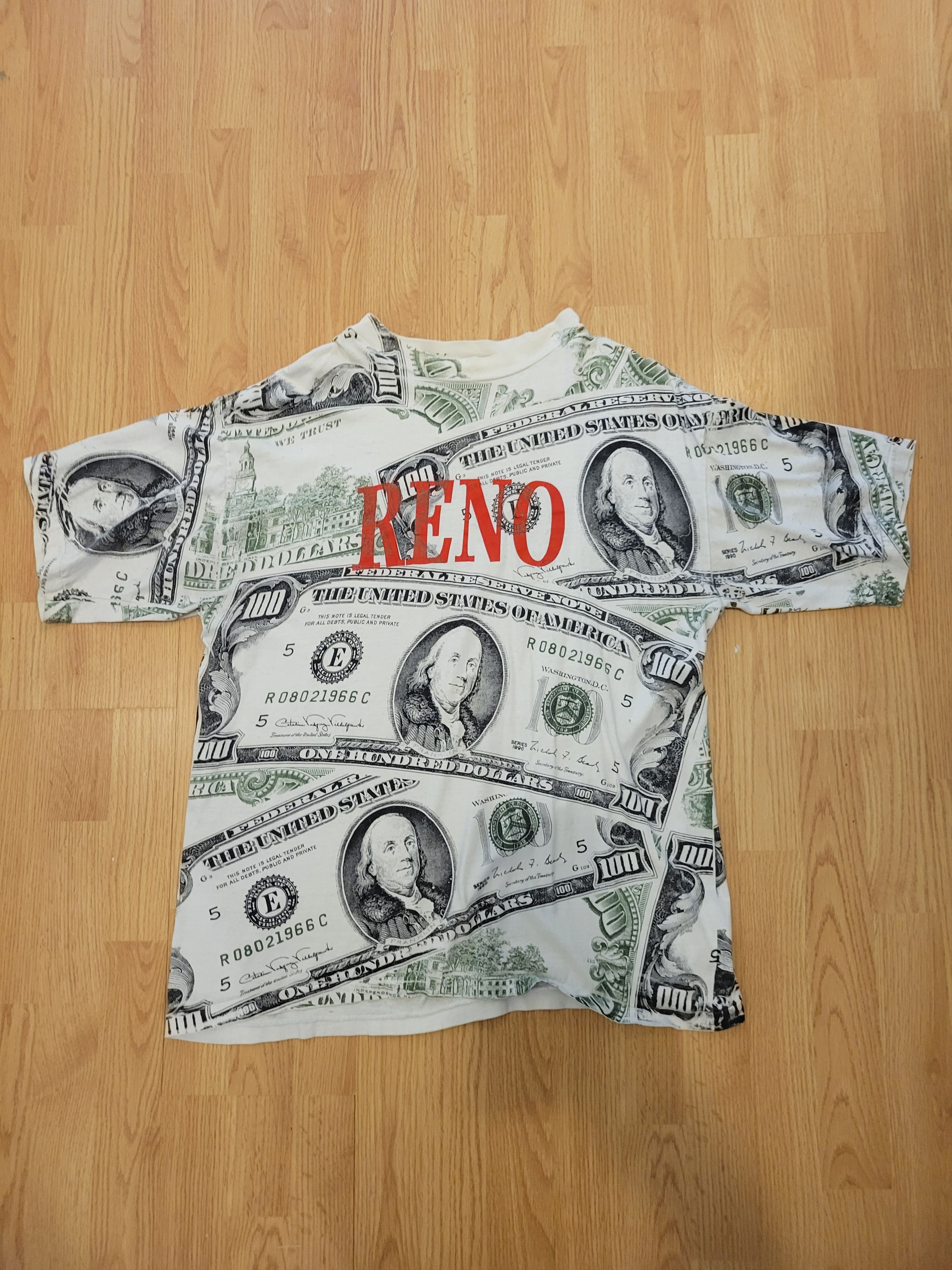 Vintage 2000's Reno $100 Bill Shirt Size US XL / EU 56 / 4 - 1 Thumbnail