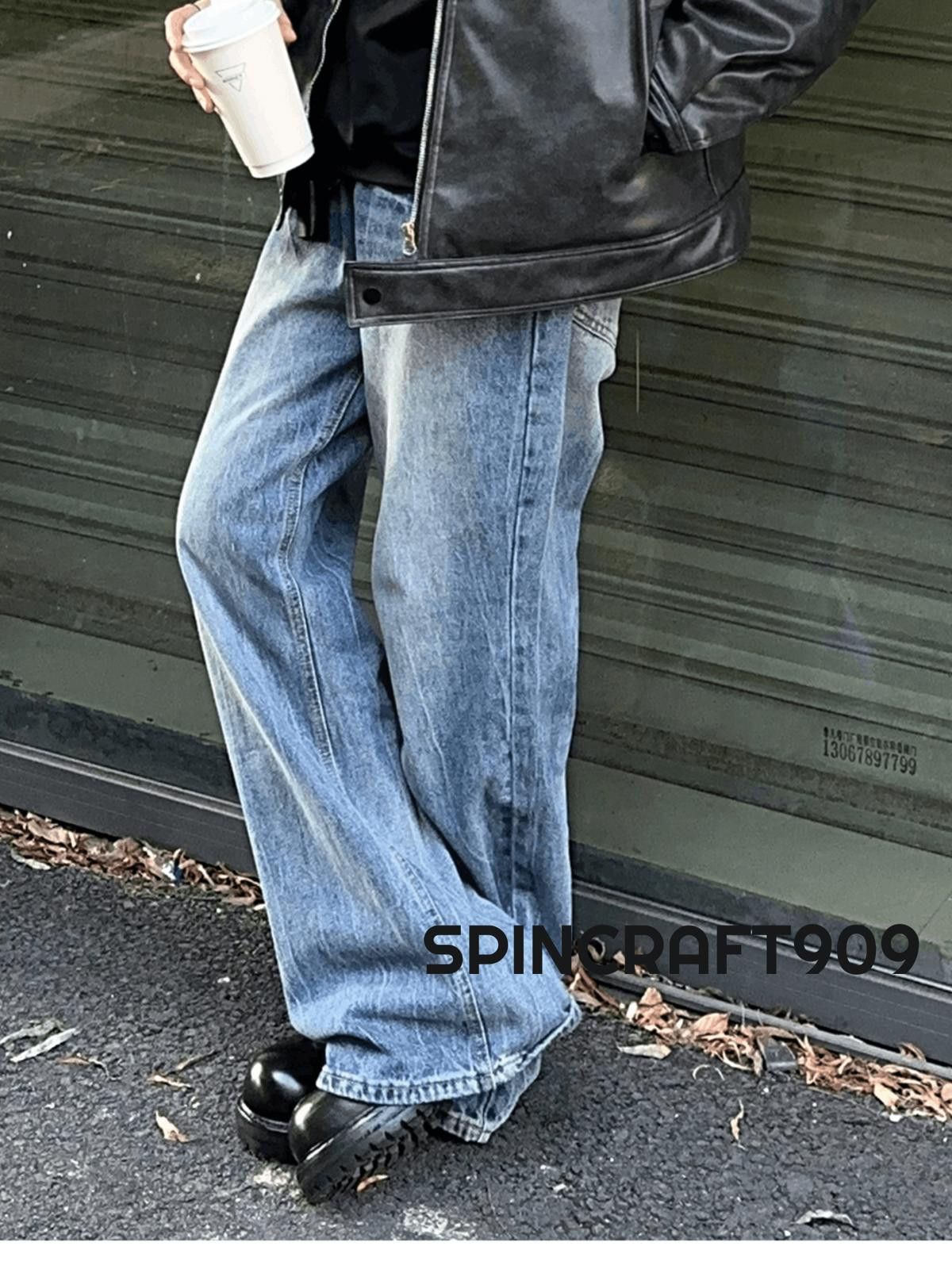 Jean Blue Washed Stacked Flare Denim Jeans Size US 32 / EU 48 - 4 Thumbnail
