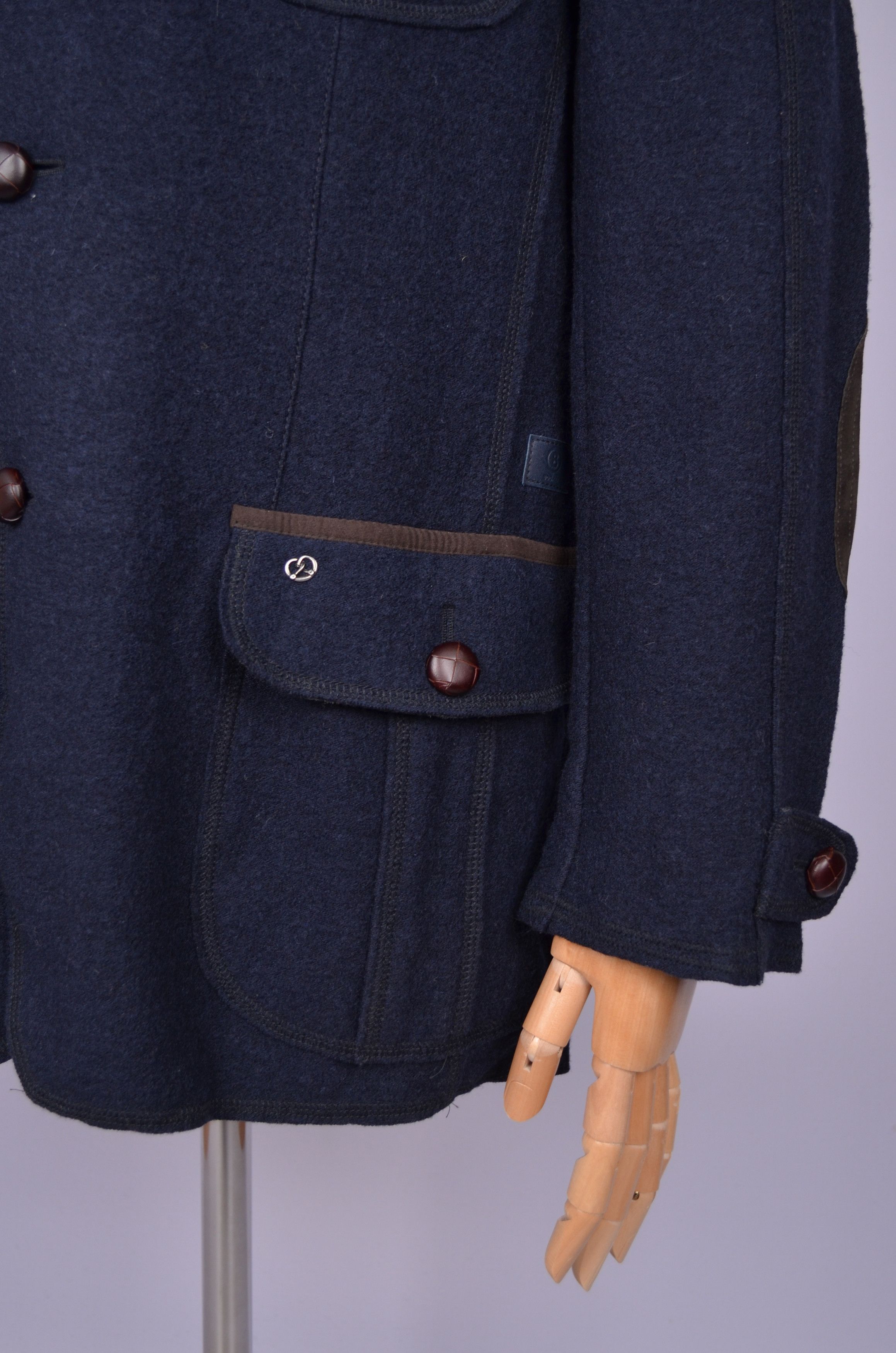 Bogner × Designer Bogner 100% Wool Navy Unlined Knit Blazer Jacket Size US42 Size 42R - 7 Thumbnail