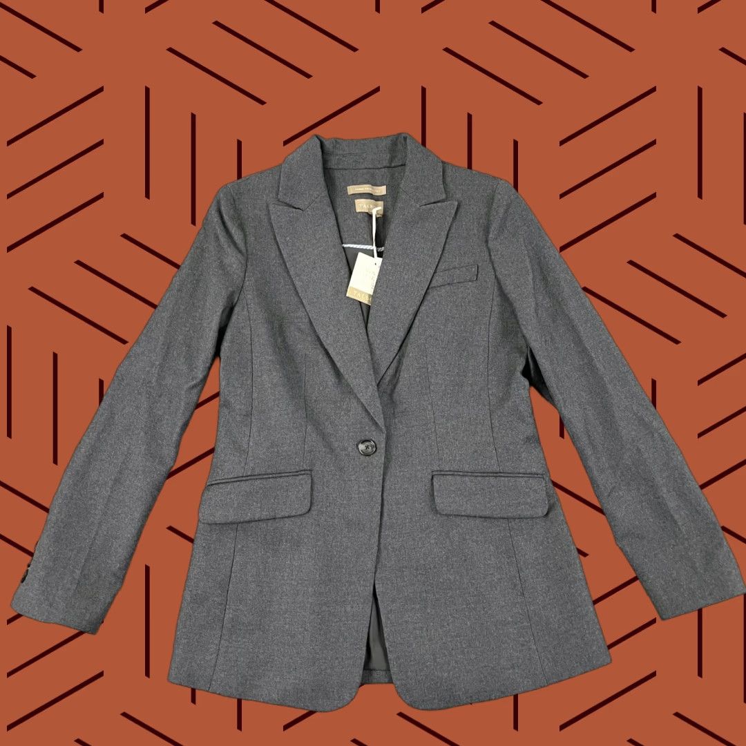 Talbots Talbots Blazer Jacket Womens Size 2 Gray Wool Notched 1-Button Woven Italy NEW Size XS / US 0-2 / IT 36-38 - 1 Thumbnail