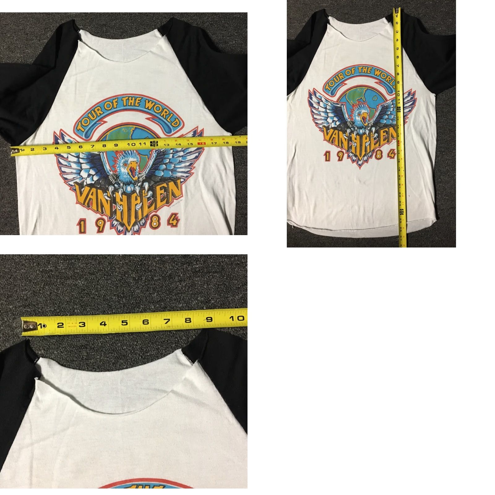 Vintage VINTAGE Van Halen World Tour Distress Shirt S M 1984 Rock Graphic Tee White 3/4 Sleeve Mens Size US S / EU 44-46 / 1 - 8 Thumbnail