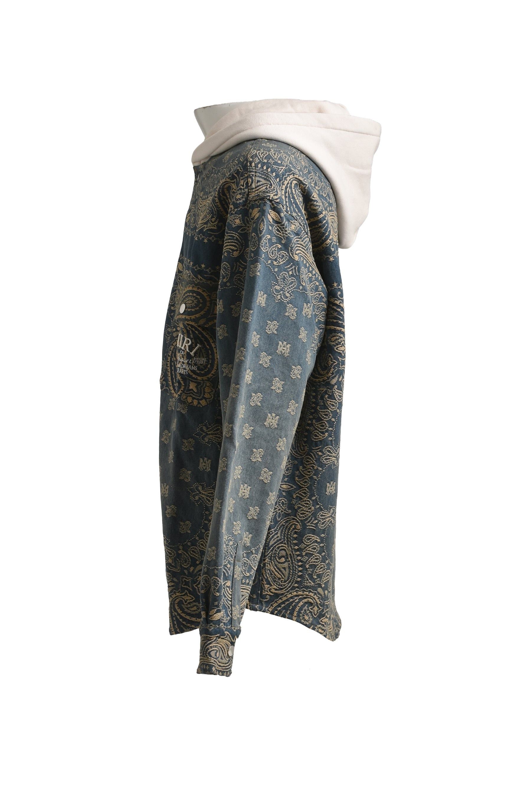 Amiri oc11z0225 Bandana Jacquard Hooded Overshirt in Blue/Beige Size US XL / EU 56 / 4 - 5 Thumbnail