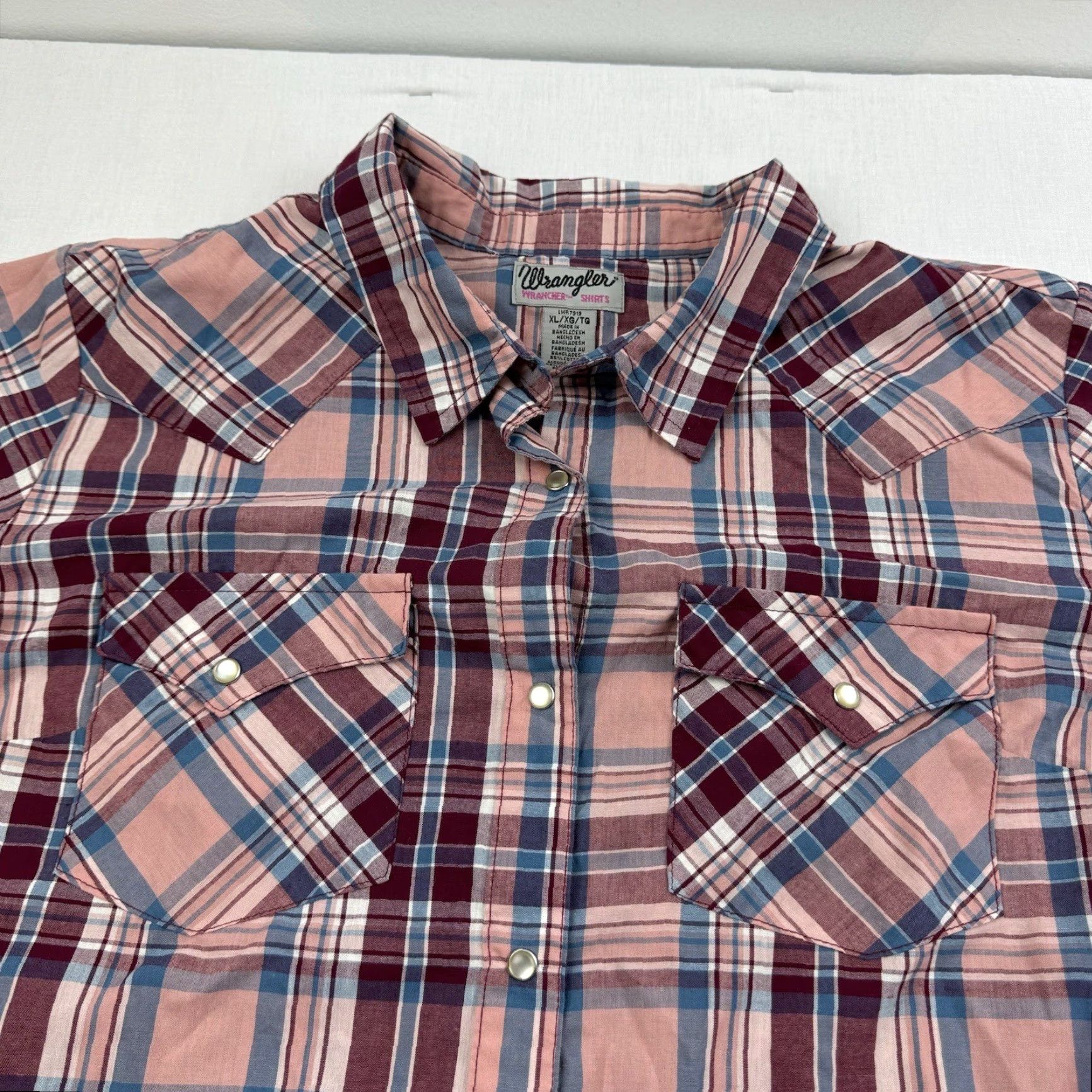 Wrangler Vintage Wrangler Cowgirl Shirt Women XL Pink Red Plaid Western Y2K Pearl Snap Size XL / US 12-14 / IT 48-50 - 2 Thumbnail