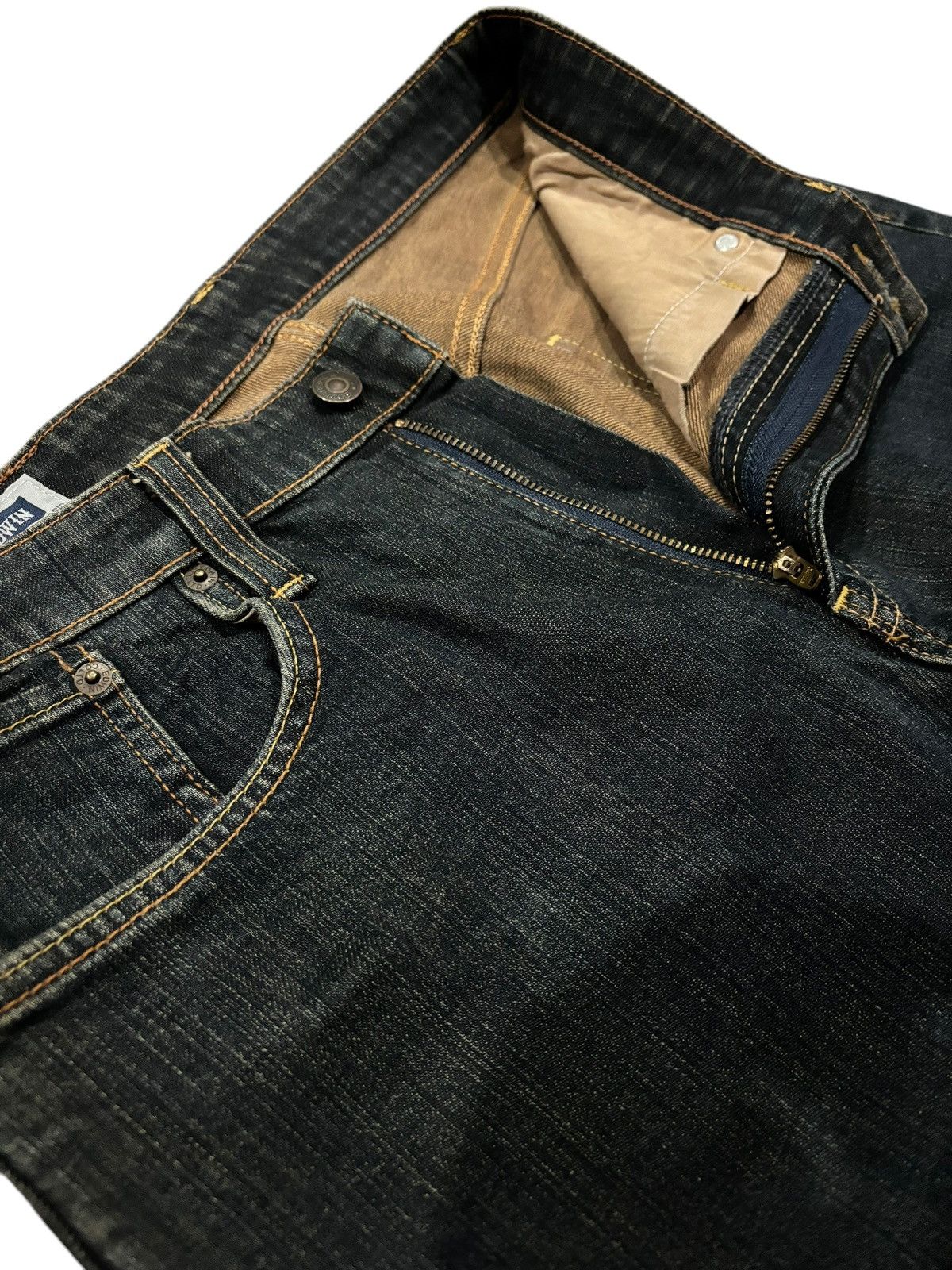 Edwin × Japanese Brand Vintage Y2k Edwin 403 Made In Japan Straight Cut Jeans Size US 33 - 4 Thumbnail