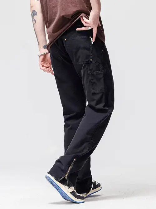 VIBE Vintage High Street Loose Casual Black Workwear Jeans Size US 34 / EU 50 - 4 Thumbnail