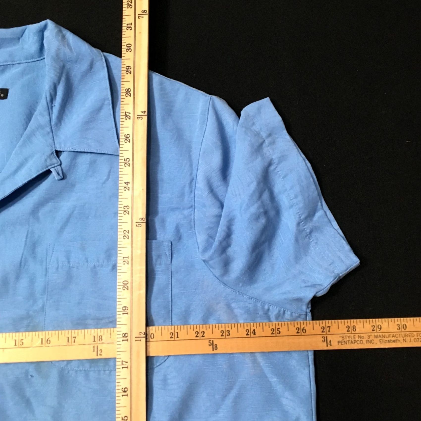 George George Shirt Button-Down Short Sleeve Sky Blue XL Adult Regular Size Blue Plaid Casual Business Men's Shirt Size US XL / EU 56 / 4 - 4 Thumbnail