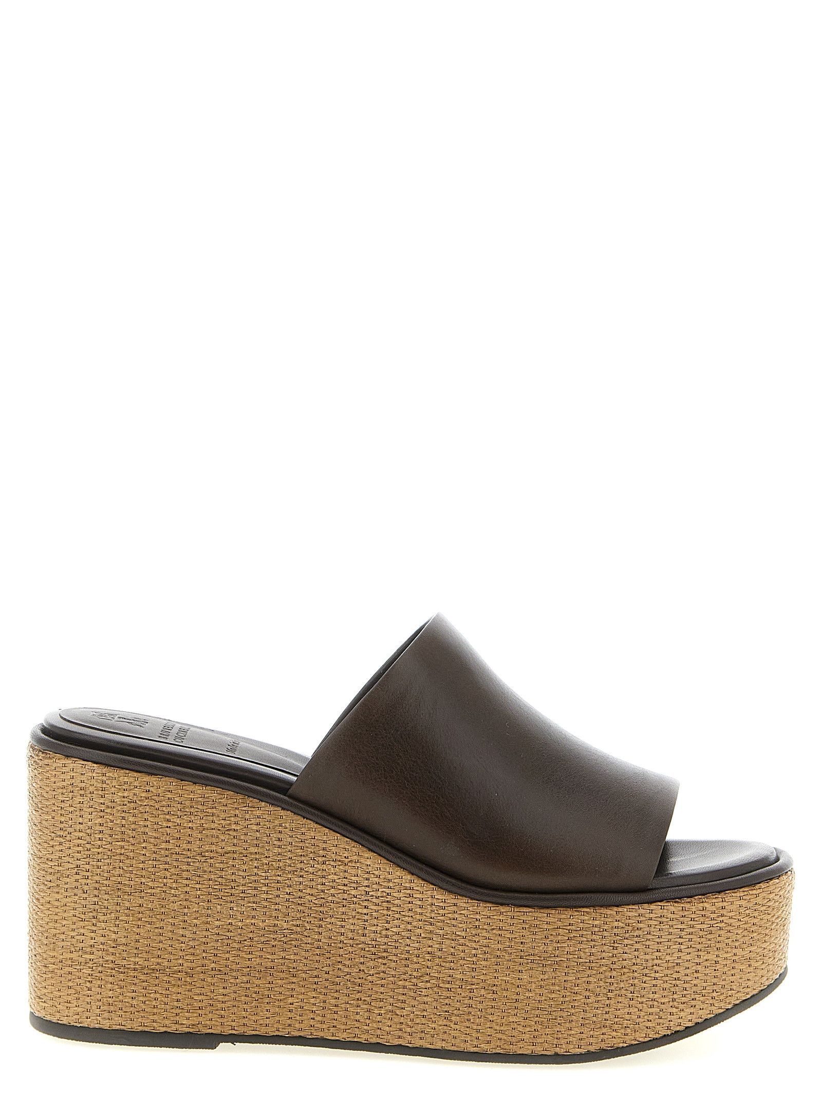 Brunello Cucinelli Leather And Raffia Wedges Size US 8.5 / IT 38.5 - 1 Thumbnail