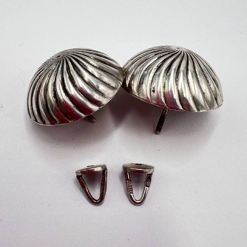 Vintage Vintage USSR Sterling Silver 916 Stud Earrings Spiral Dome Size ONE SIZE - 7 Thumbnail