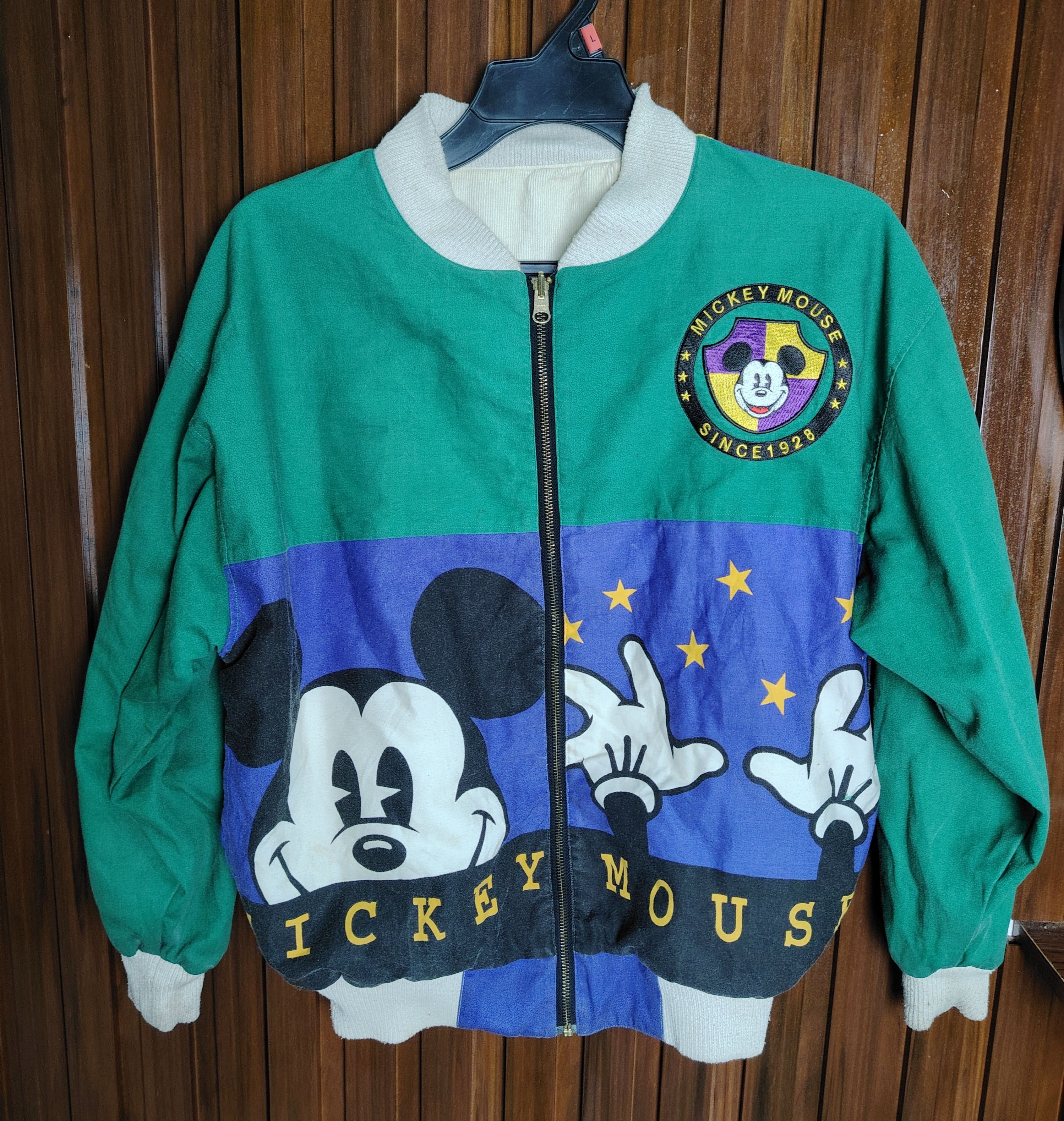 image of Disney x Print All Over Me Vintage 80's Mickey Mouse Full Print Reversible Jacket in Mix (Size Medi