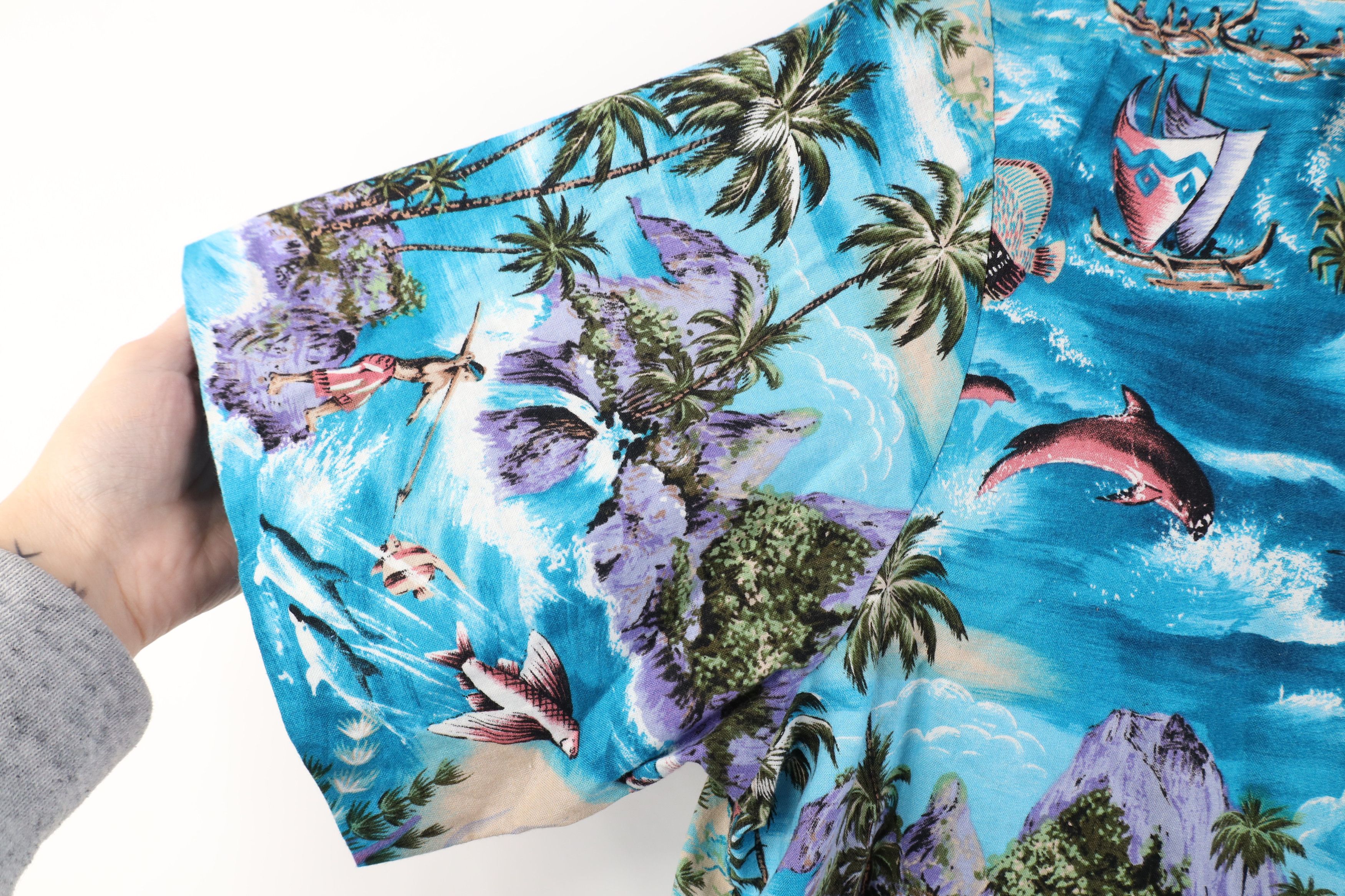 Vintage Vintage 90s Hawaiian Fish All Over Print Camp Collar Shirt Size US XL / EU 56 / 4 - 7 Thumbnail