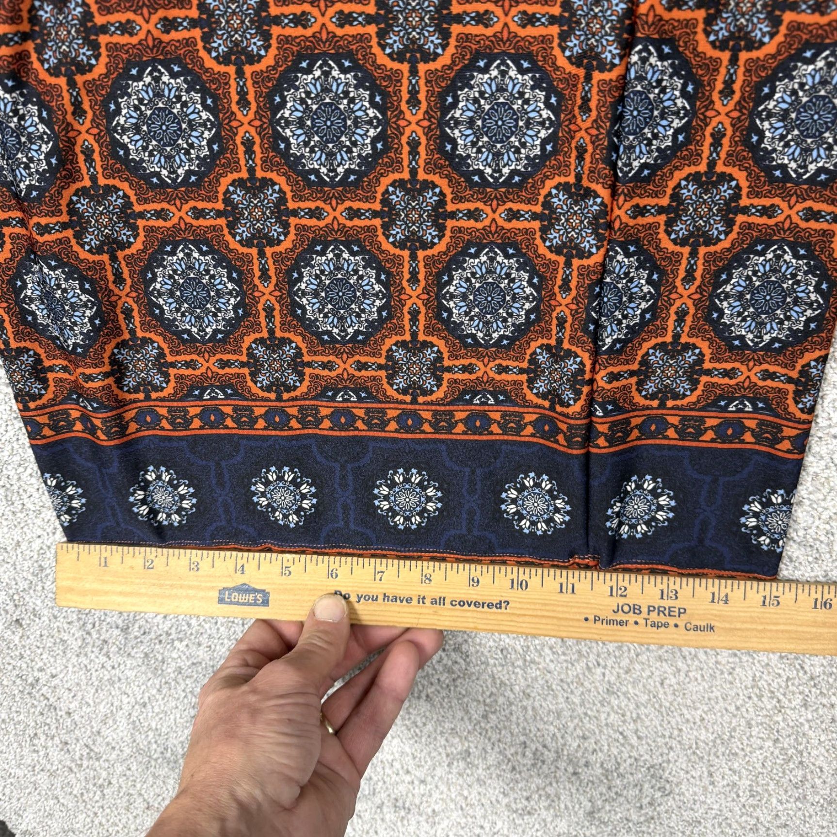 Vintage VINTAGE: Notations Capri Pants 2X Plus 37x21 Orange Blue Medallion Geometric Boho Jersey Wide-Leg Pull On Capris Womens PlusSize USA Made Size 40" / US 18 - 3 Thumbnail