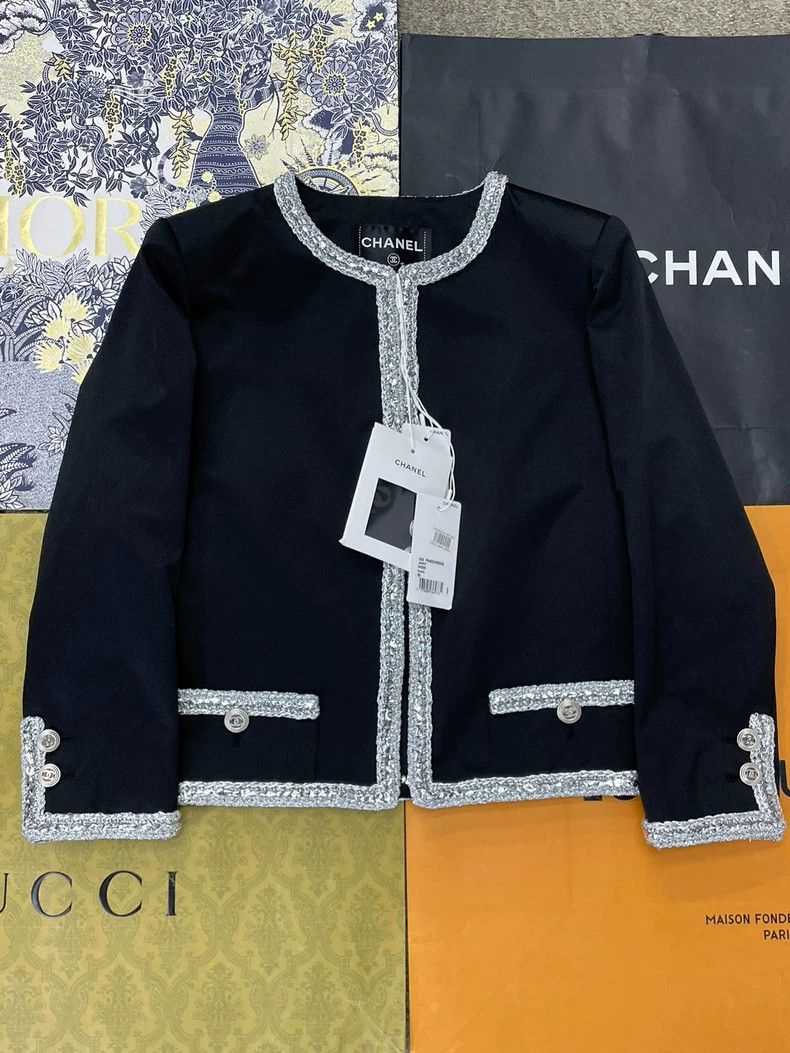Chanel Chanel Black Silk Trimmed Jacket - dmc Size US M / EU 48-50 / 2 - 1 Thumbnail