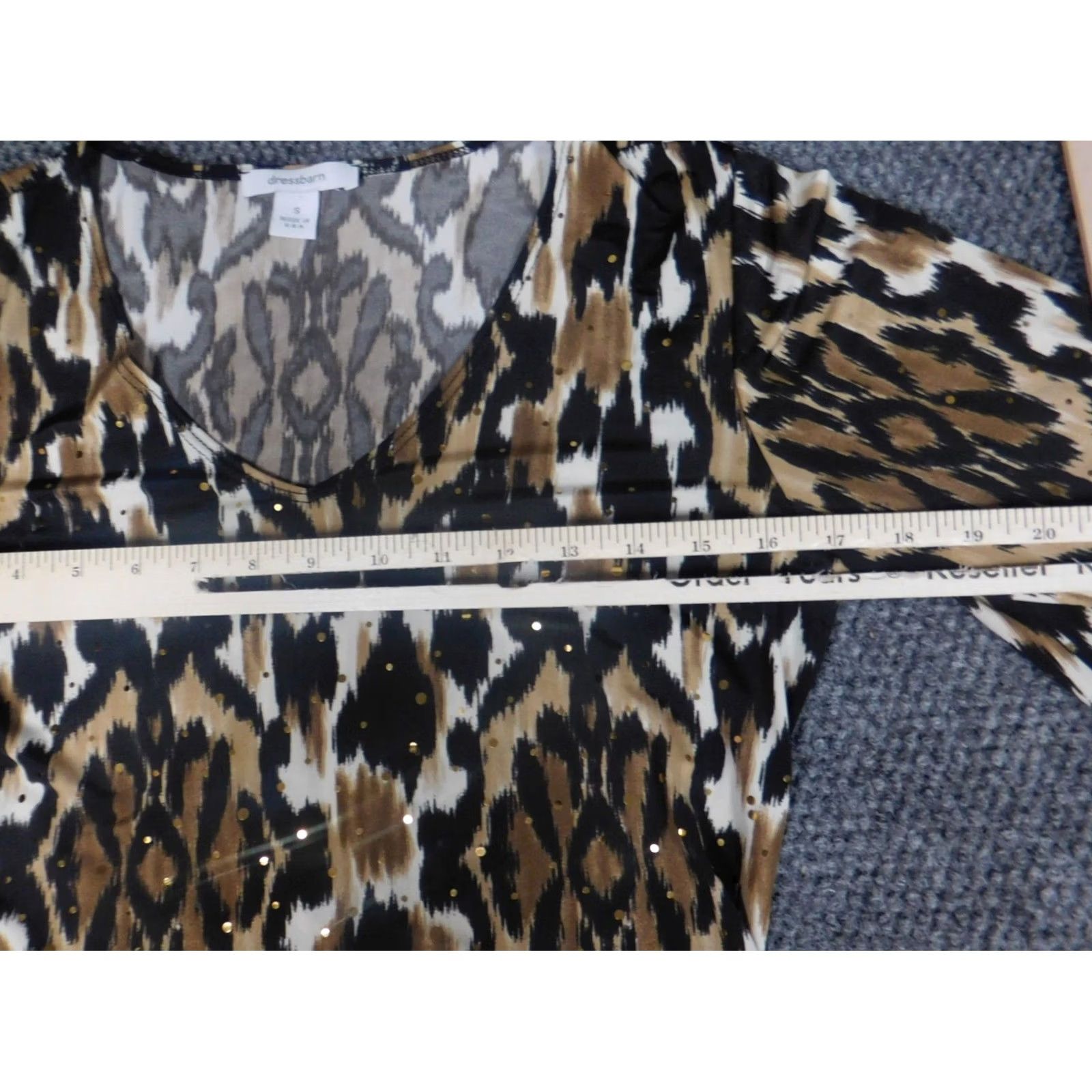 Vintage Dressbarn Blouse S Women Brown Long Sleeve Collared Pullover Stretch Designer Geometric Casual Vintage No Size S / US 4 / IT 40 - 4 Thumbnail