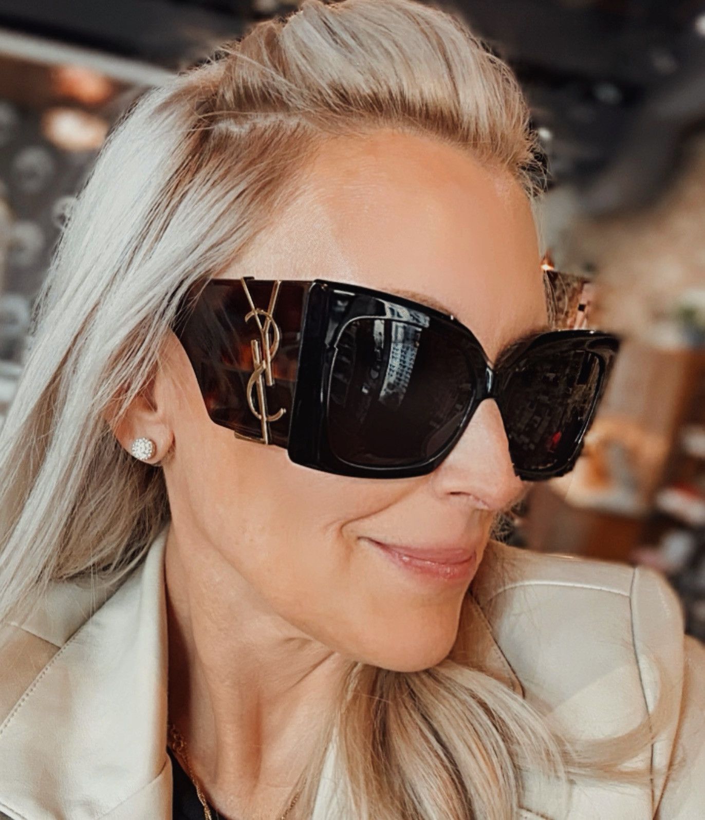 NEW SL M119 BLAZE 003 SAINT LAURENT BLACK HAVANA OVERSIZED SLM119 003 SUNGLASSES Saint Laurent Sl M119 Blaze M (54 - 18) with Black lenses  main image 4